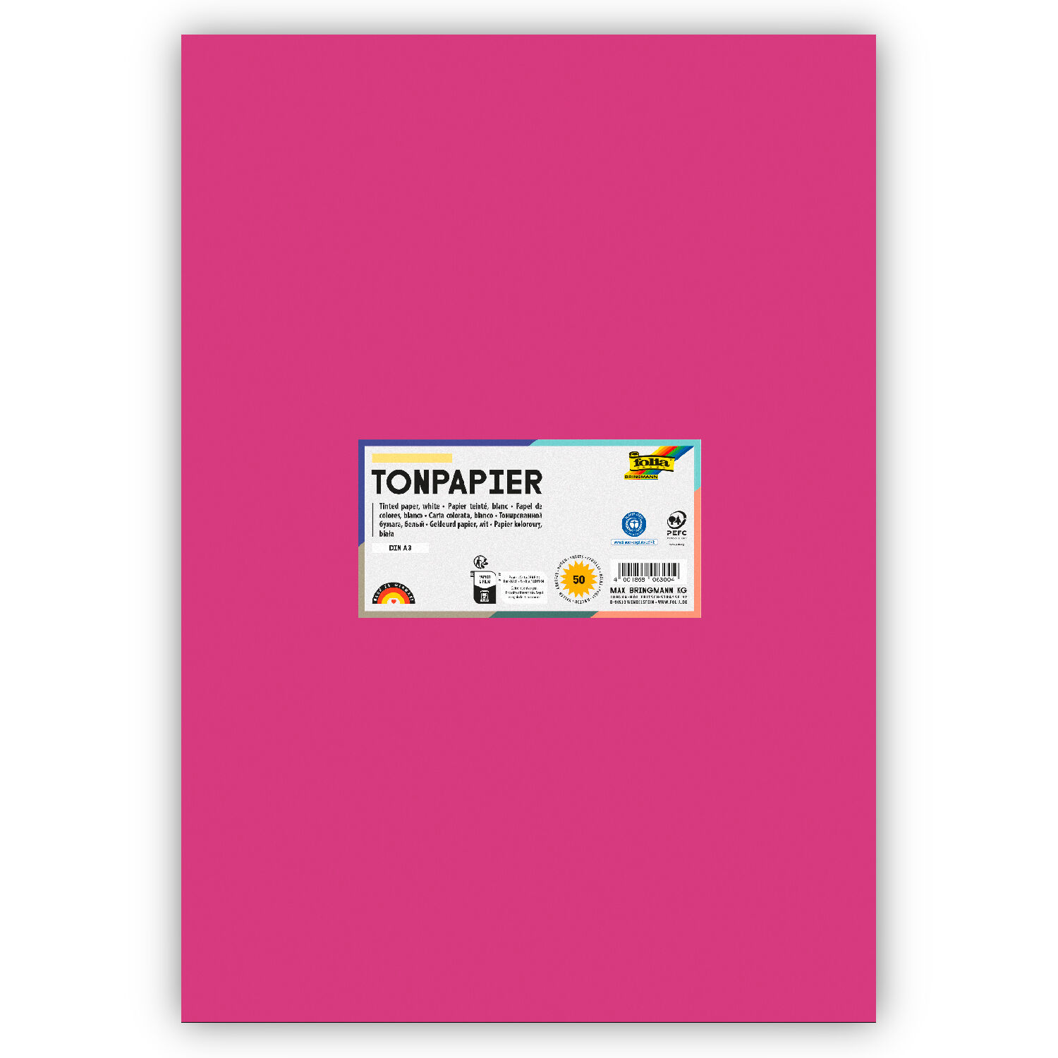 Tonpapier 130g/qm, DIN A3, 50er Pack, Eosin