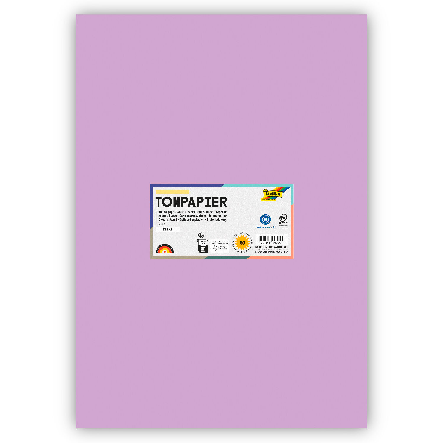 Tonpapier 130g/qm, DIN A3, 50er Pack, Lila