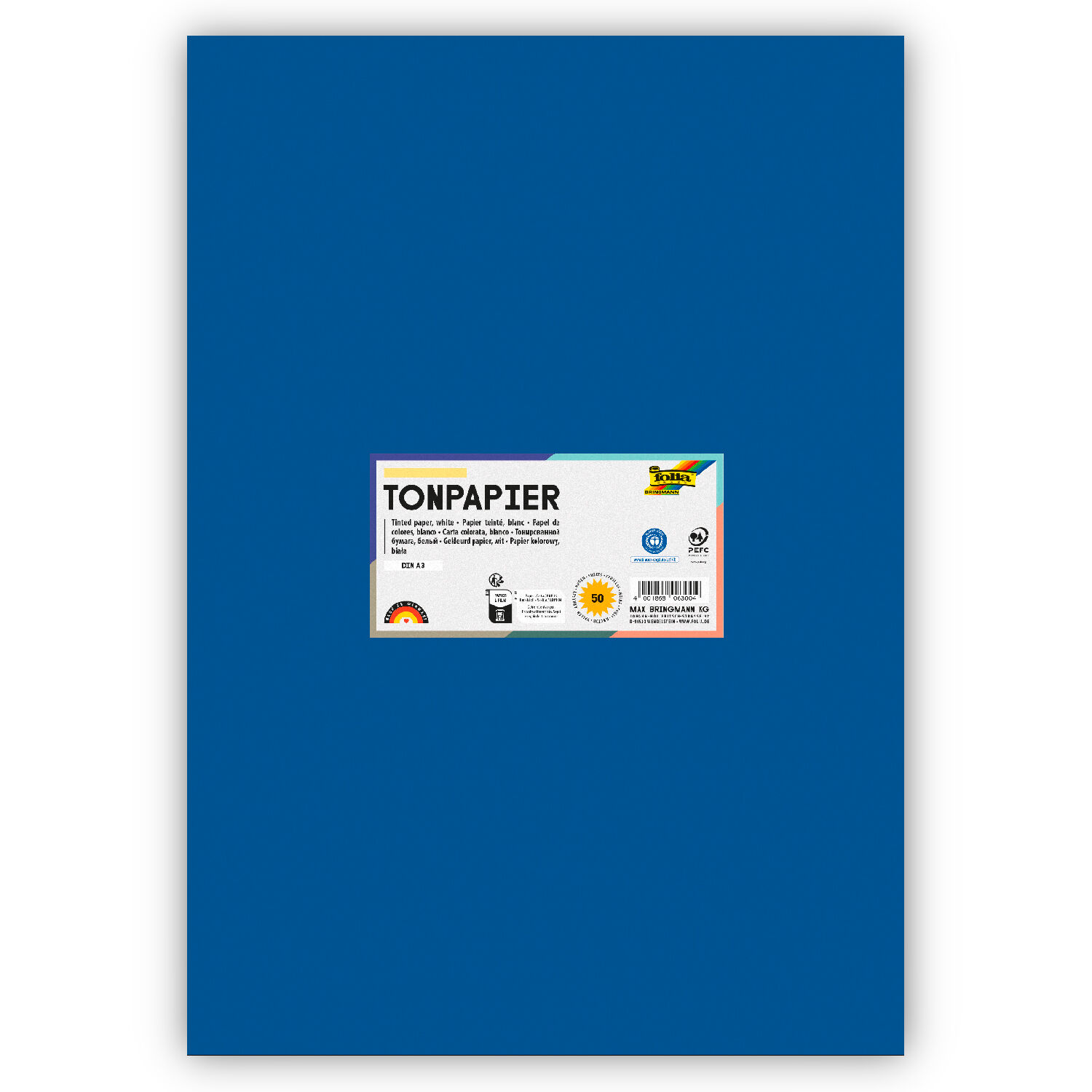 Tonpapier 130g/qm, DIN A3, 50er Pack, Knigsblau