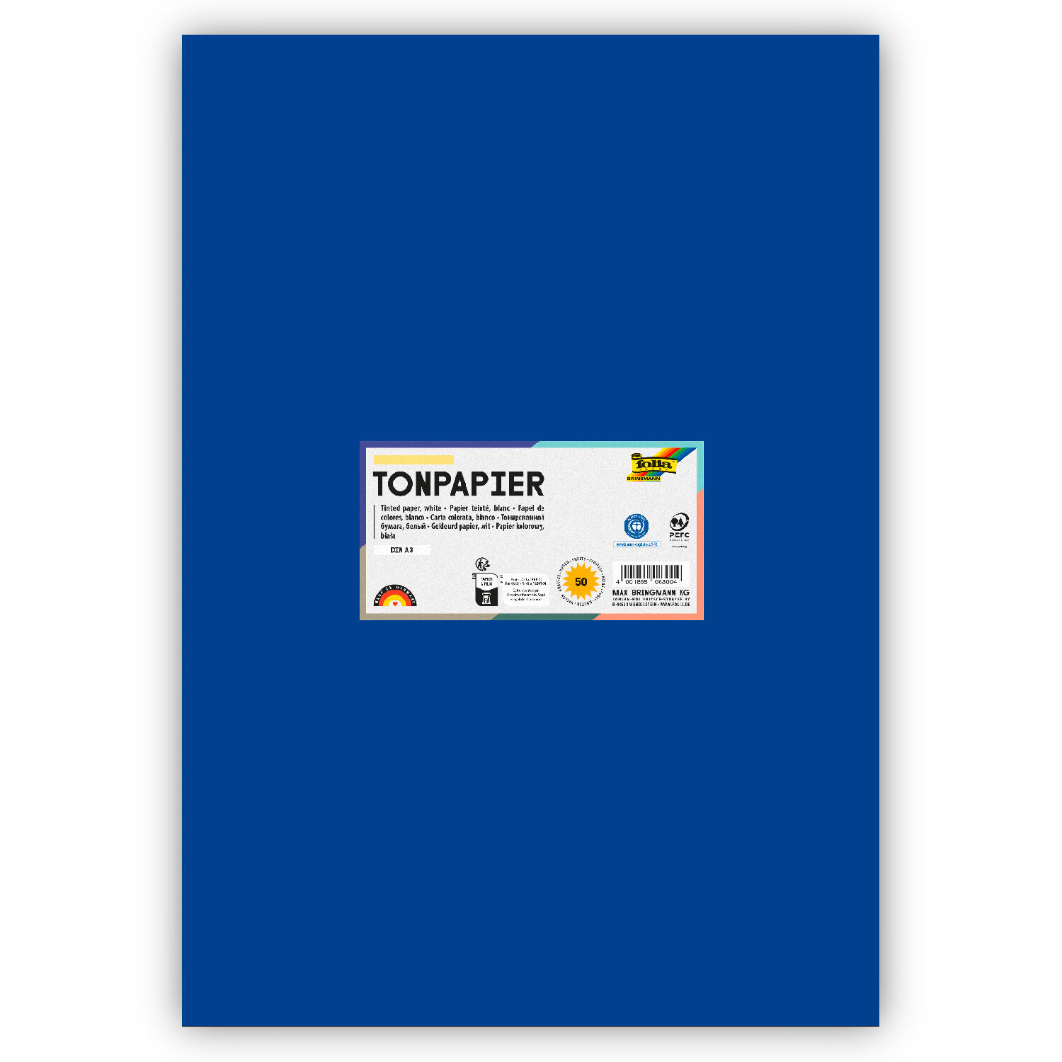 Tonpapier 130g/qm, DIN A3, 50er Pack, Ultramarin