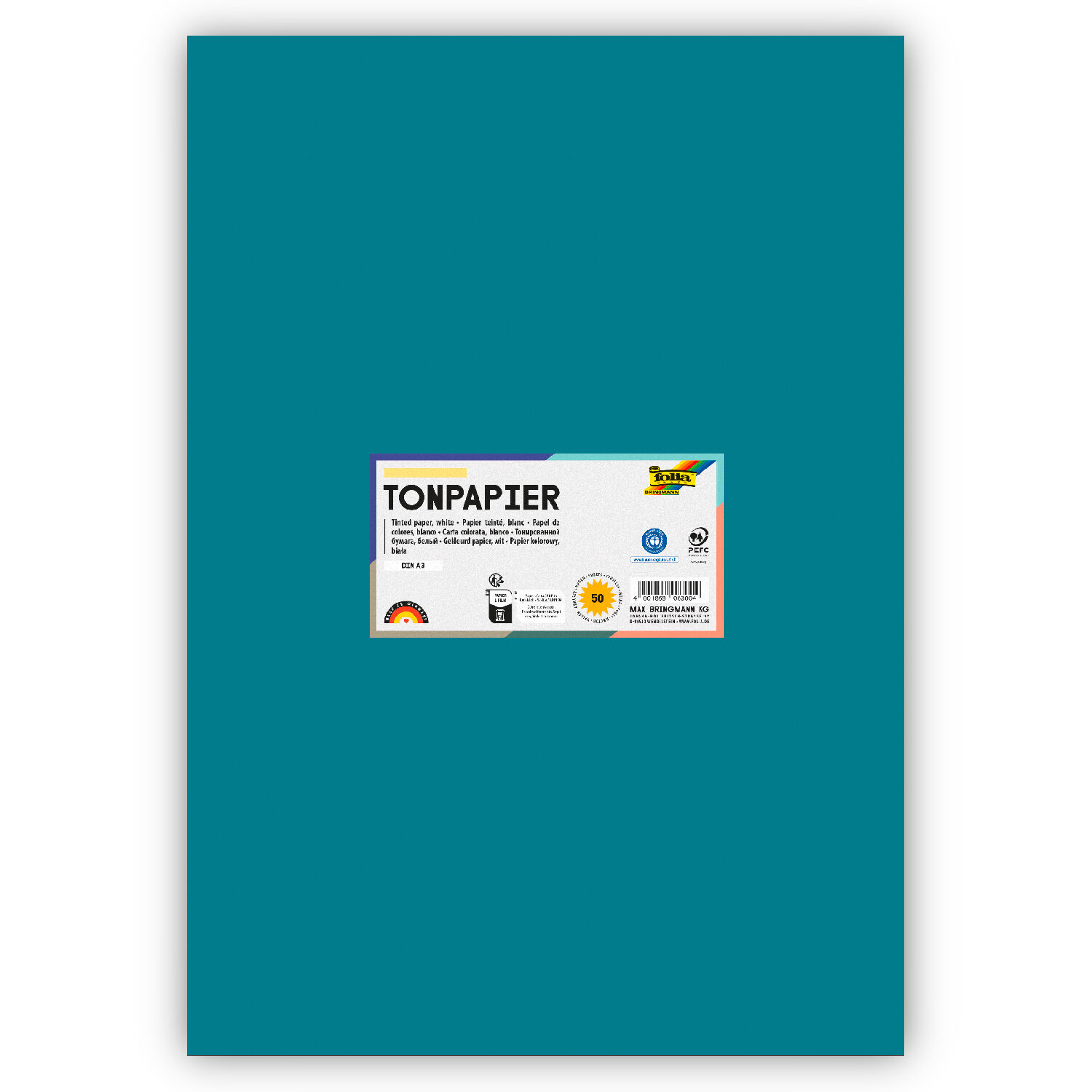 Tonpapier 130g/qm, DIN A3, 50er Pack, Trkis