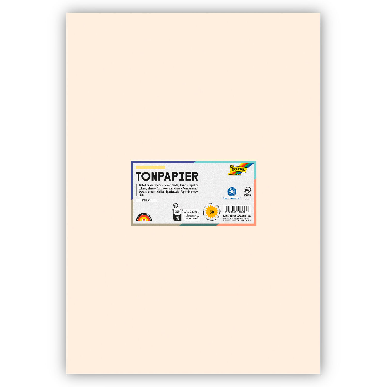 Tonpapier 130g/qm, DIN A3, 50er Pack, Hellbeige