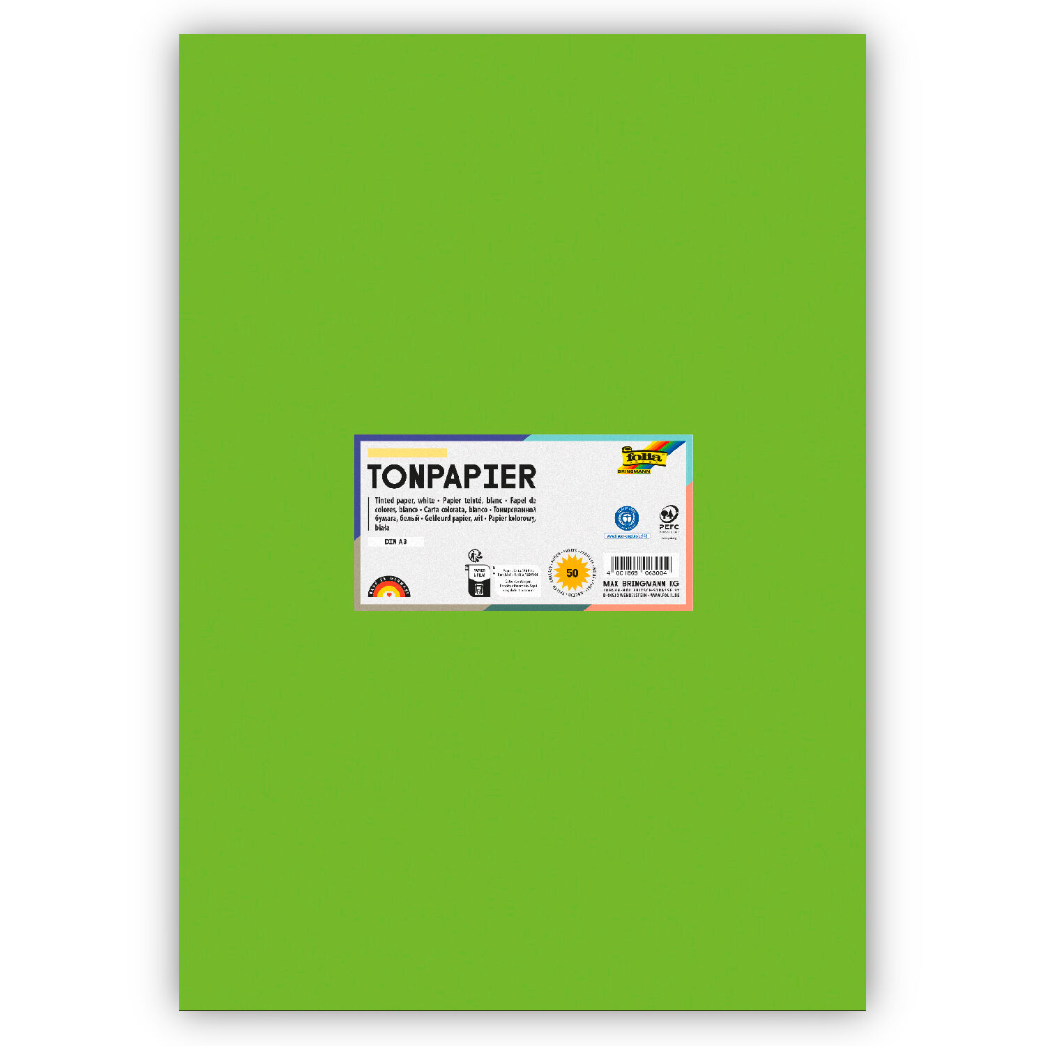Tonpapier 130g/qm, DIN A3, 50er Pack, Maigrn