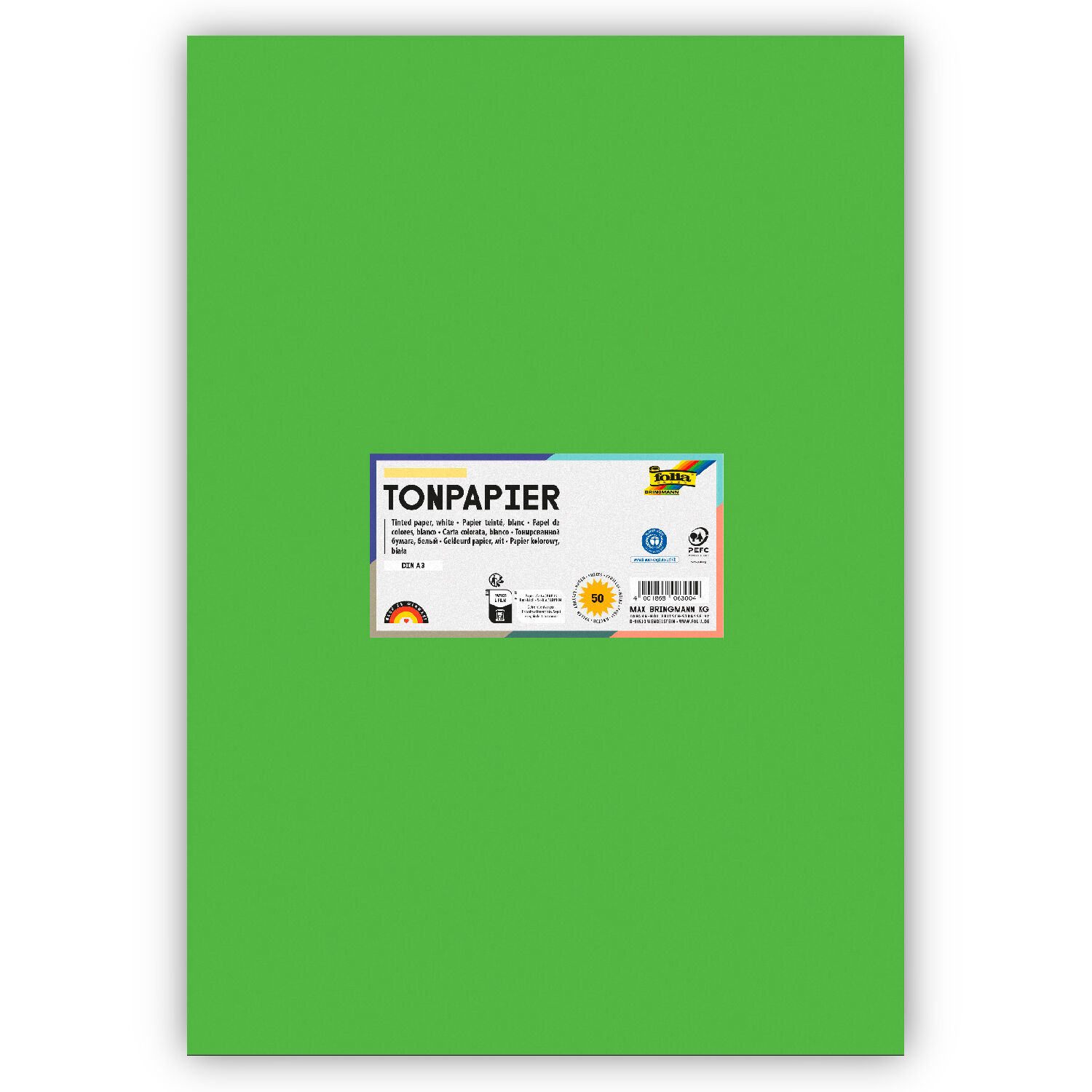 Tonpapier 130g/qm, DIN A3, 50er Pack, Hellgrn