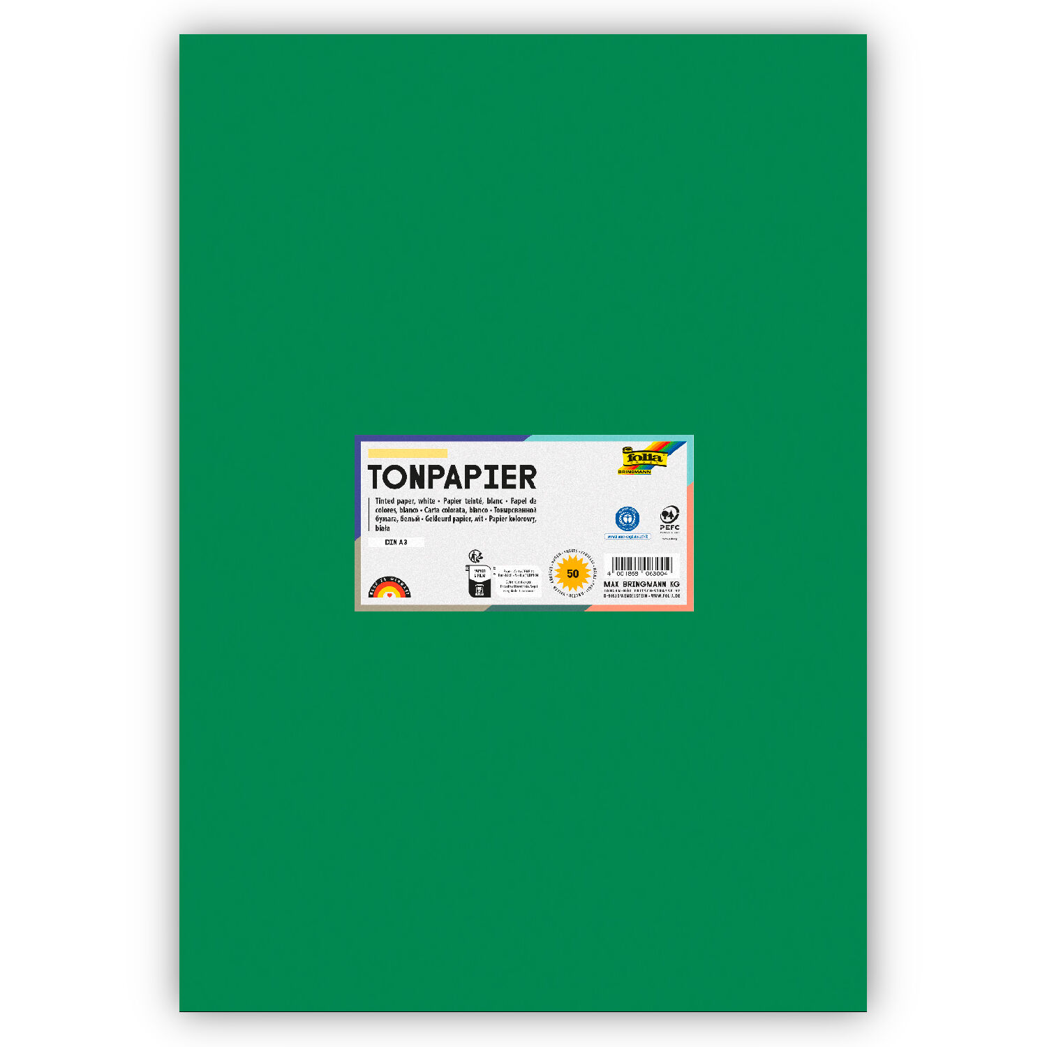Tonpapier 130g/qm, DIN A3, 50er Pack, Moosgrün