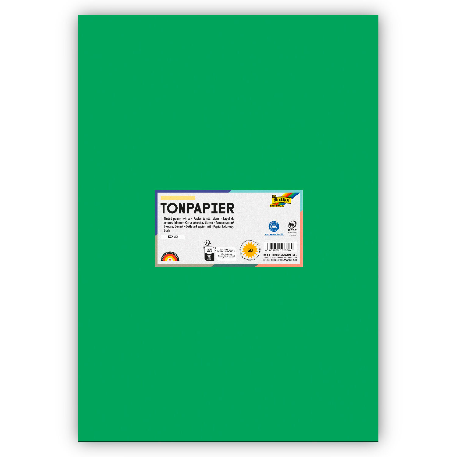 Tonpapier 130g/qm, DIN A3, 50er Pack, Smaragdgrn