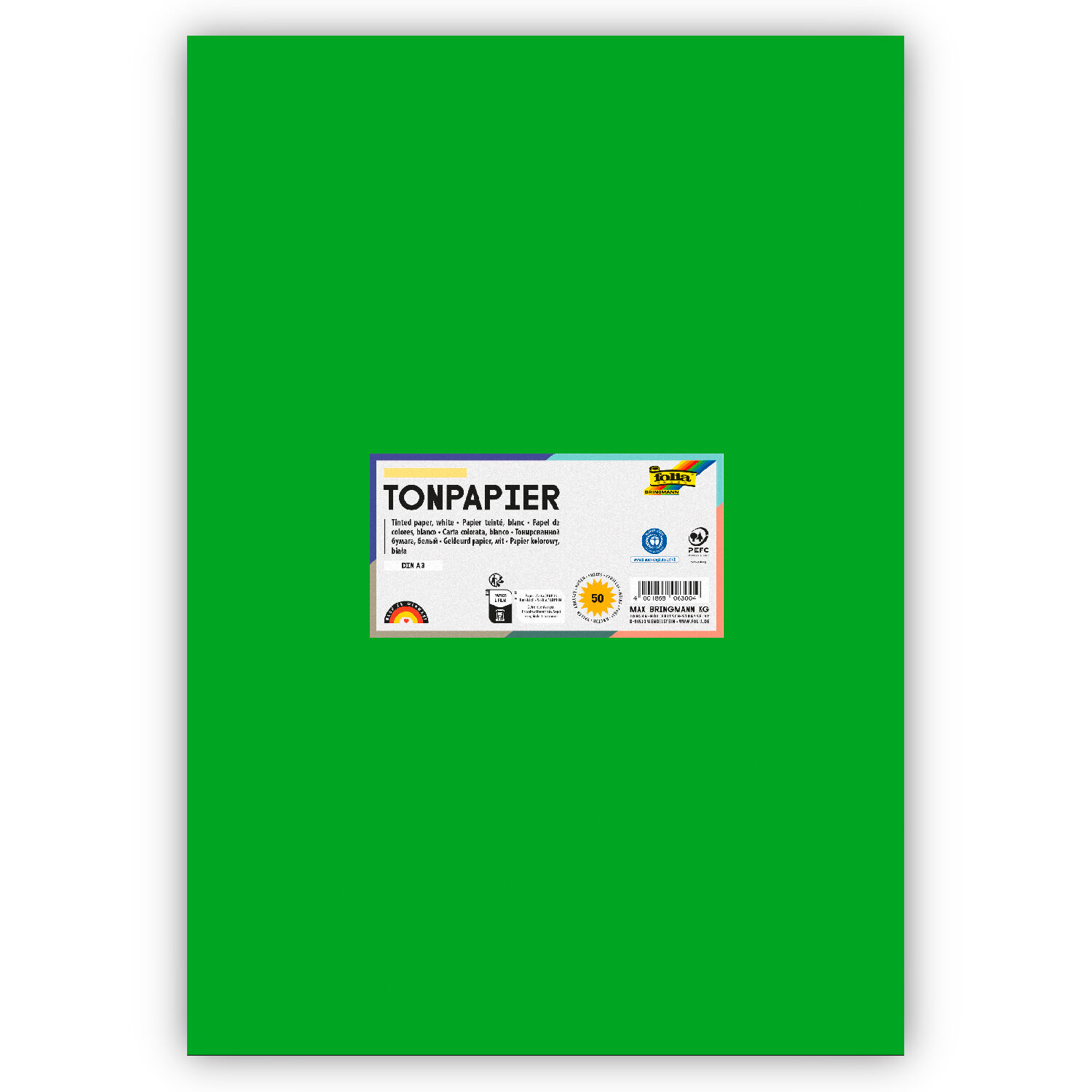 Tonpapier 130g/qm, DIN A3, 50er Pack, Grasgrn