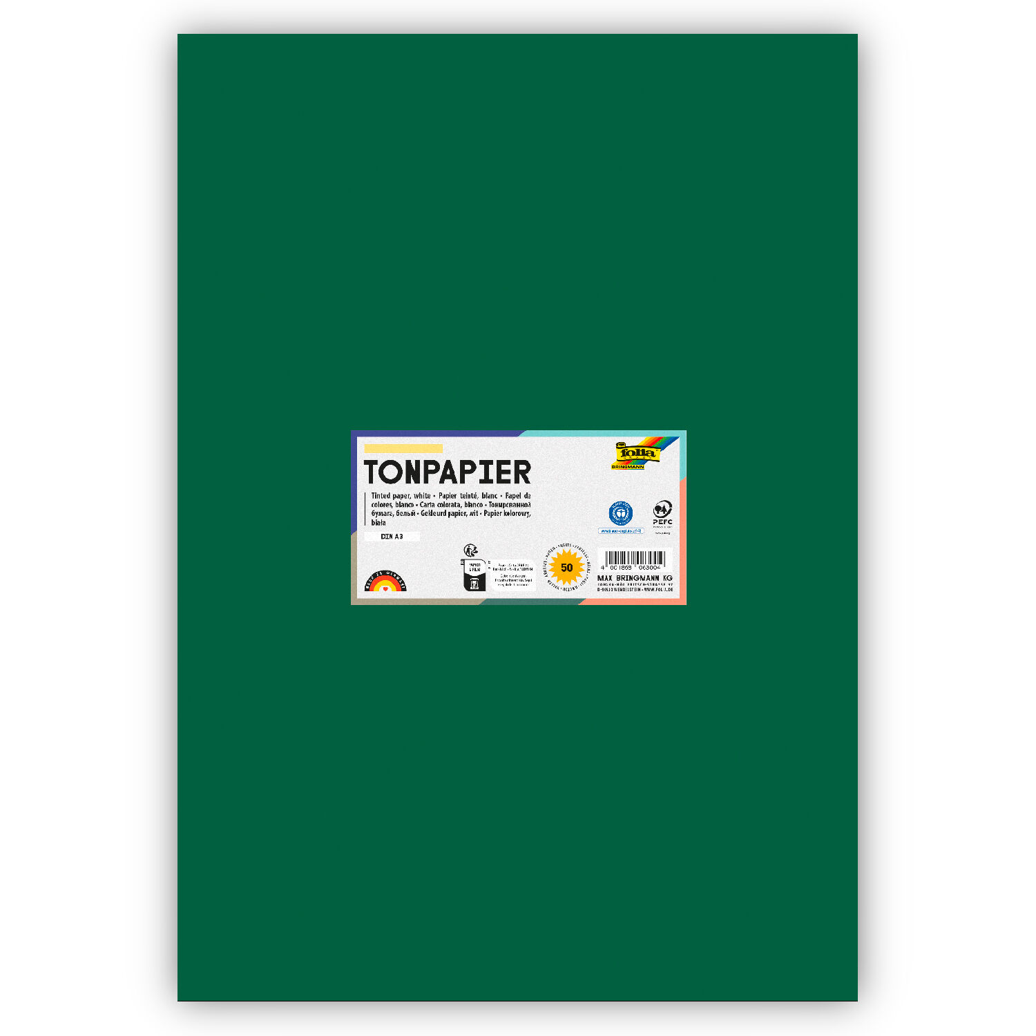 Tonpapier 130g/qm, DIN A3, 50er Pack, Tannengrn