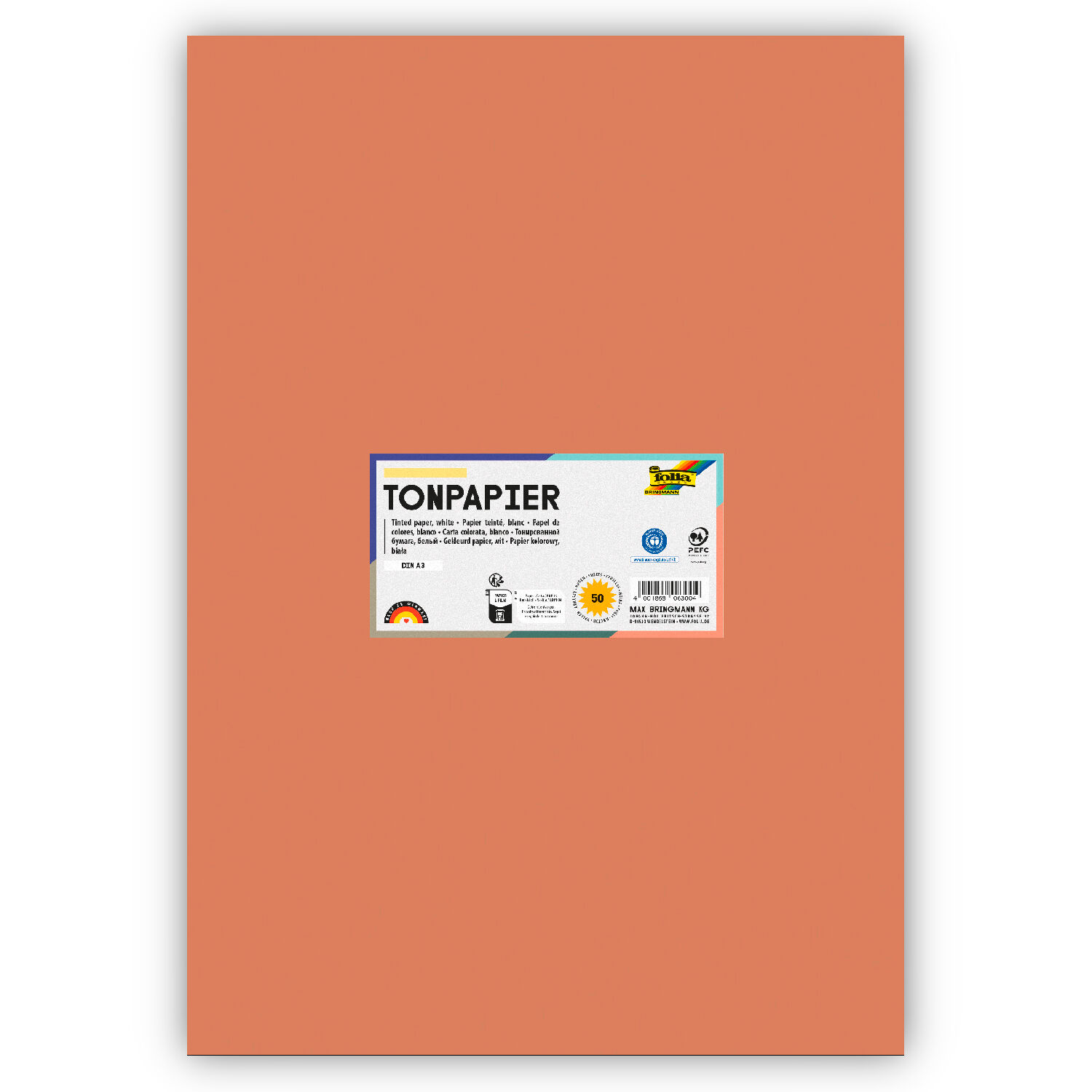Tonpapier 130g/qm, DIN A3, 50er Pack, Hellbraun