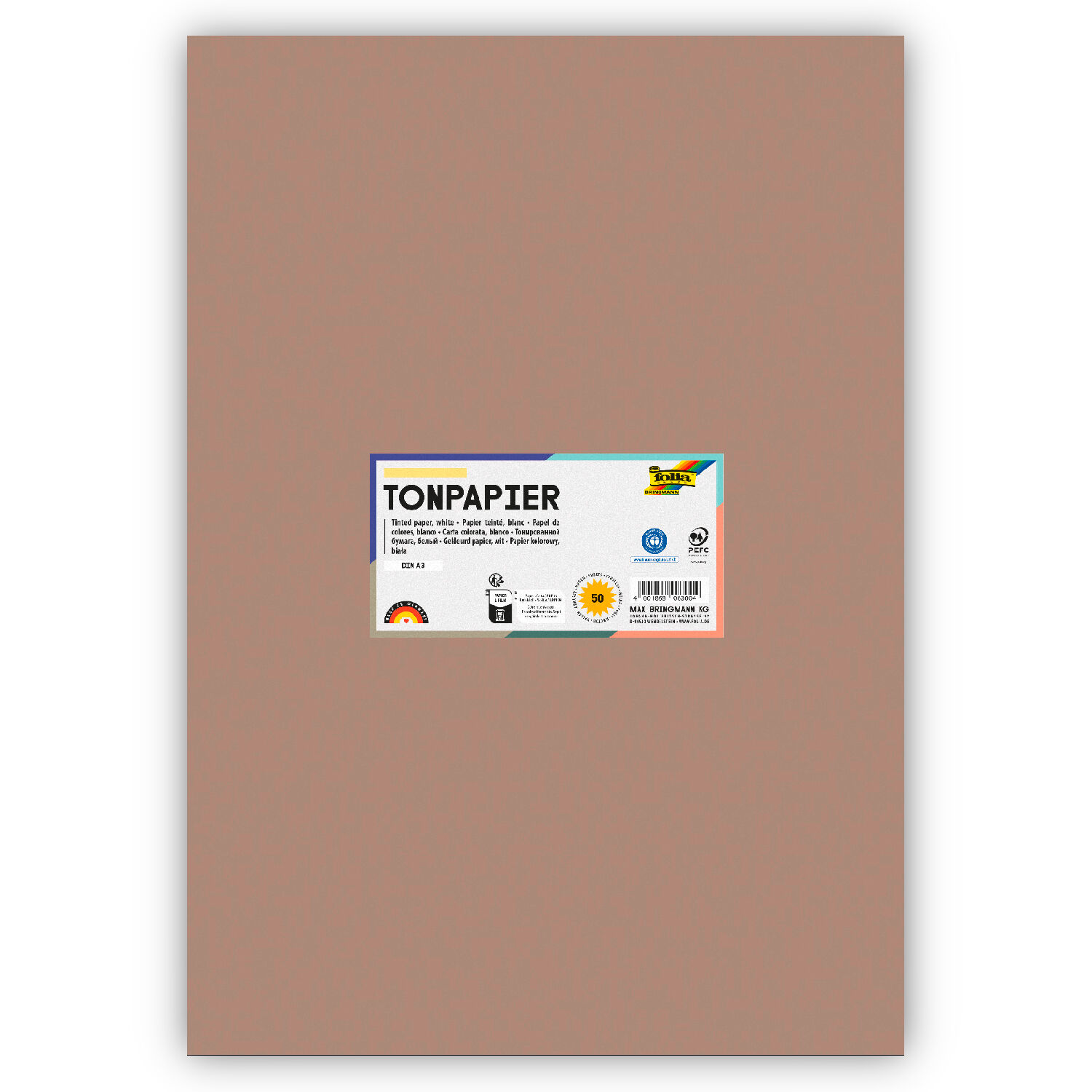 Tonpapier 130g/qm, DIN A3, 50er Pack, Cappuccino