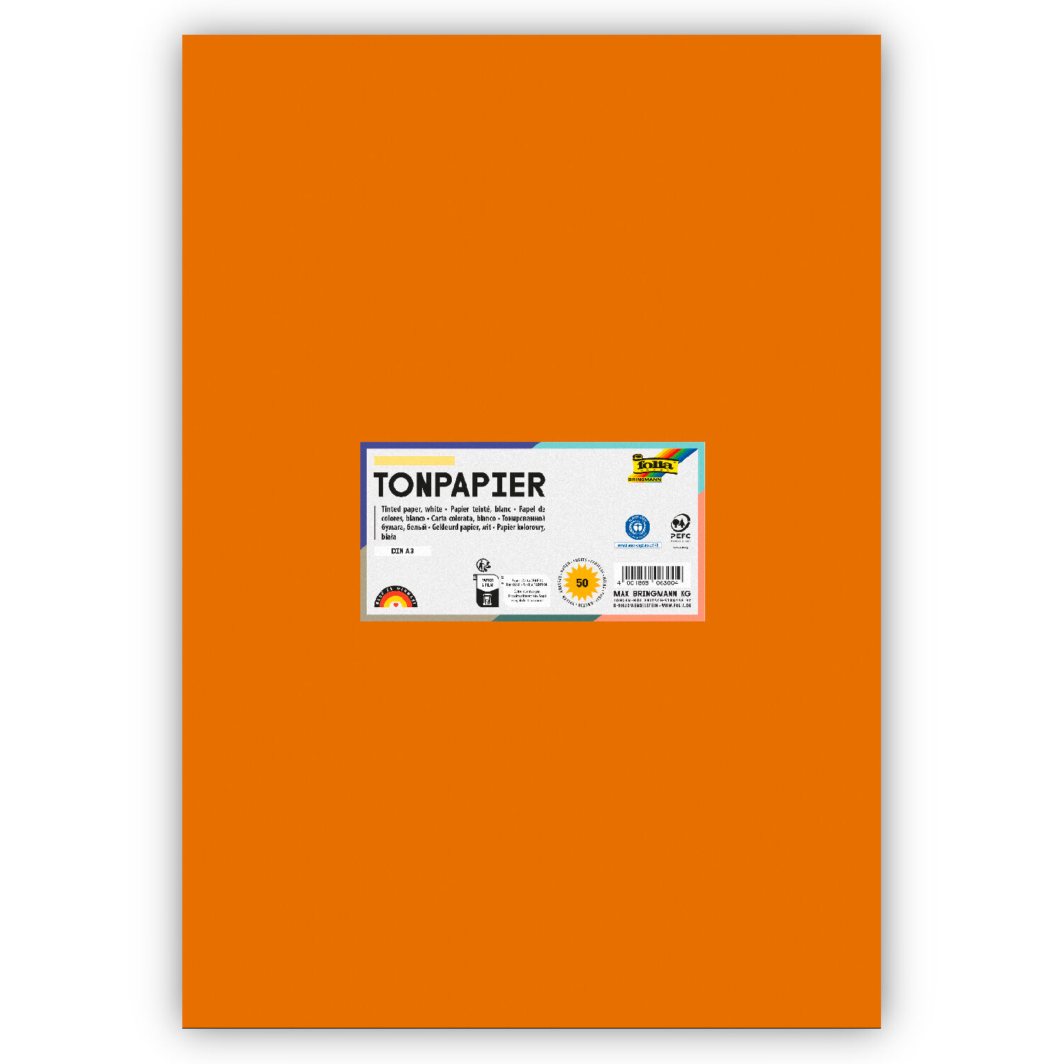 Tonpapier 130g/qm, DIN A3, 50er Pack, Terracotta