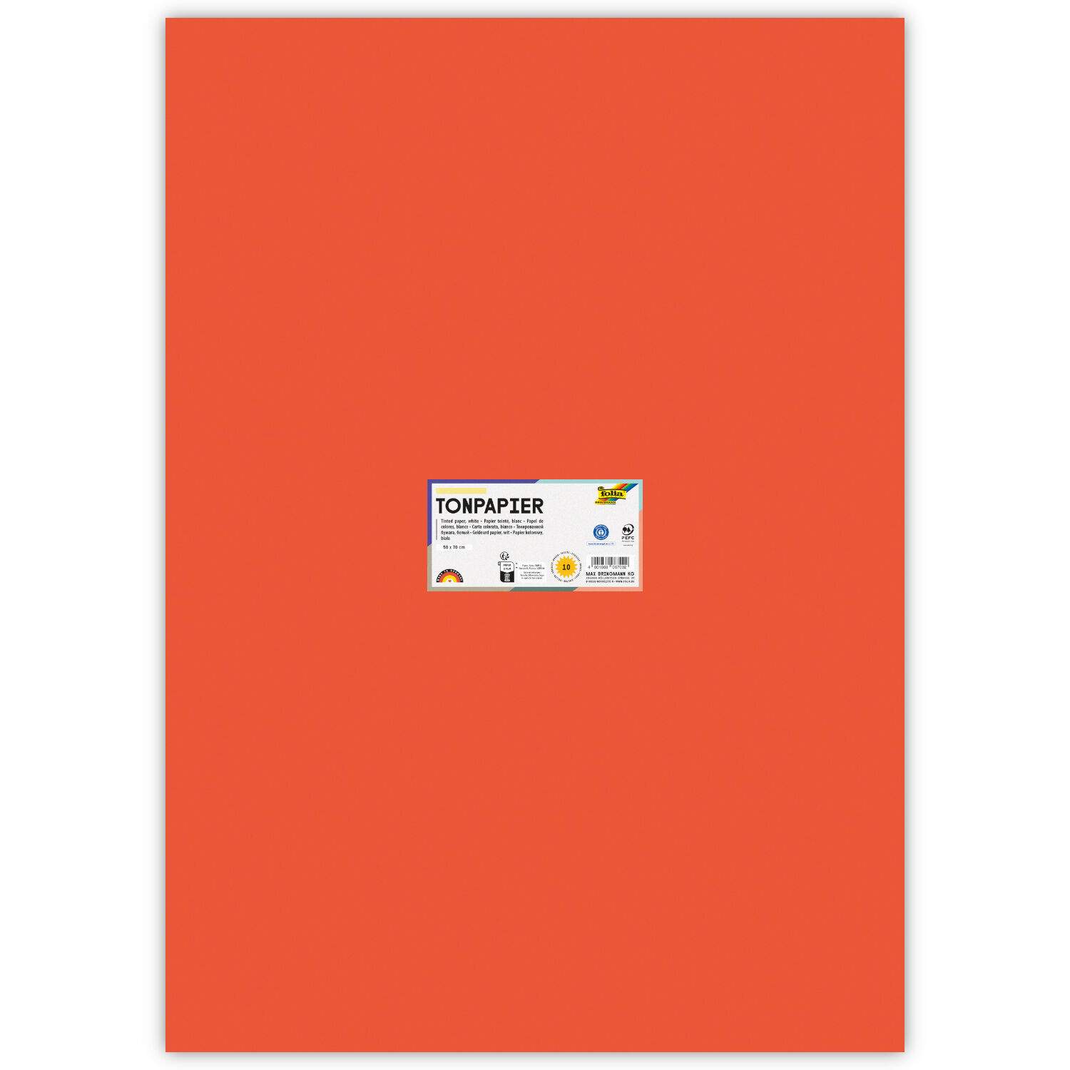 Tonpapier, 10 Bogen, 130 g/qm, 50x70 cm, Orange