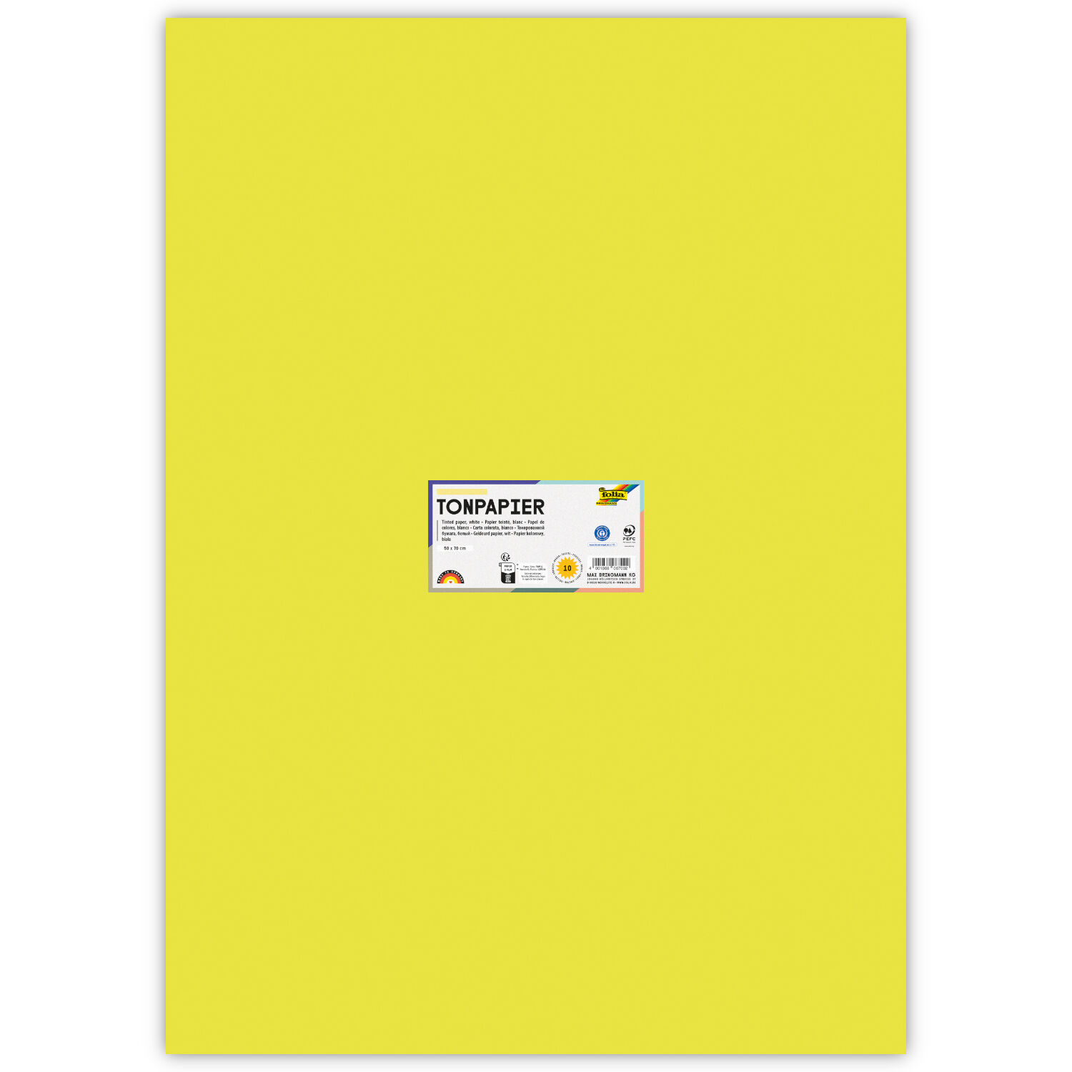 Tonpapier, 10 Bogen, 130 g/qm, 50x70 cm, Limone