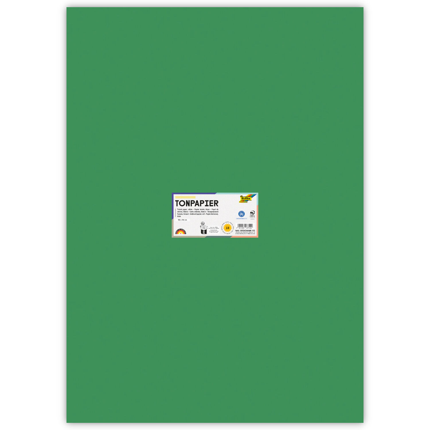 Tonpapier, 10 Bogen, 130 g/qm, 50x70 cm, Moosgr�n