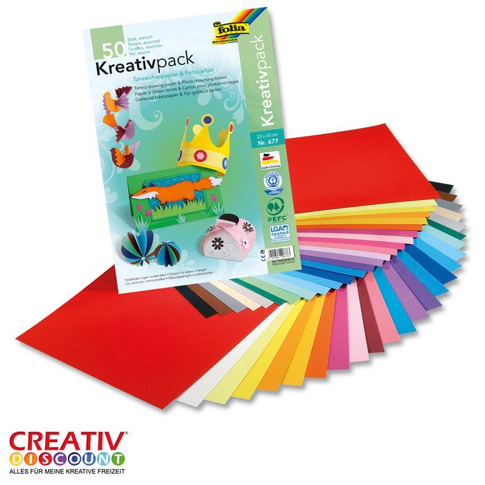 Kreativpack - Tonpapier & Fotokarton, 50 Blatt