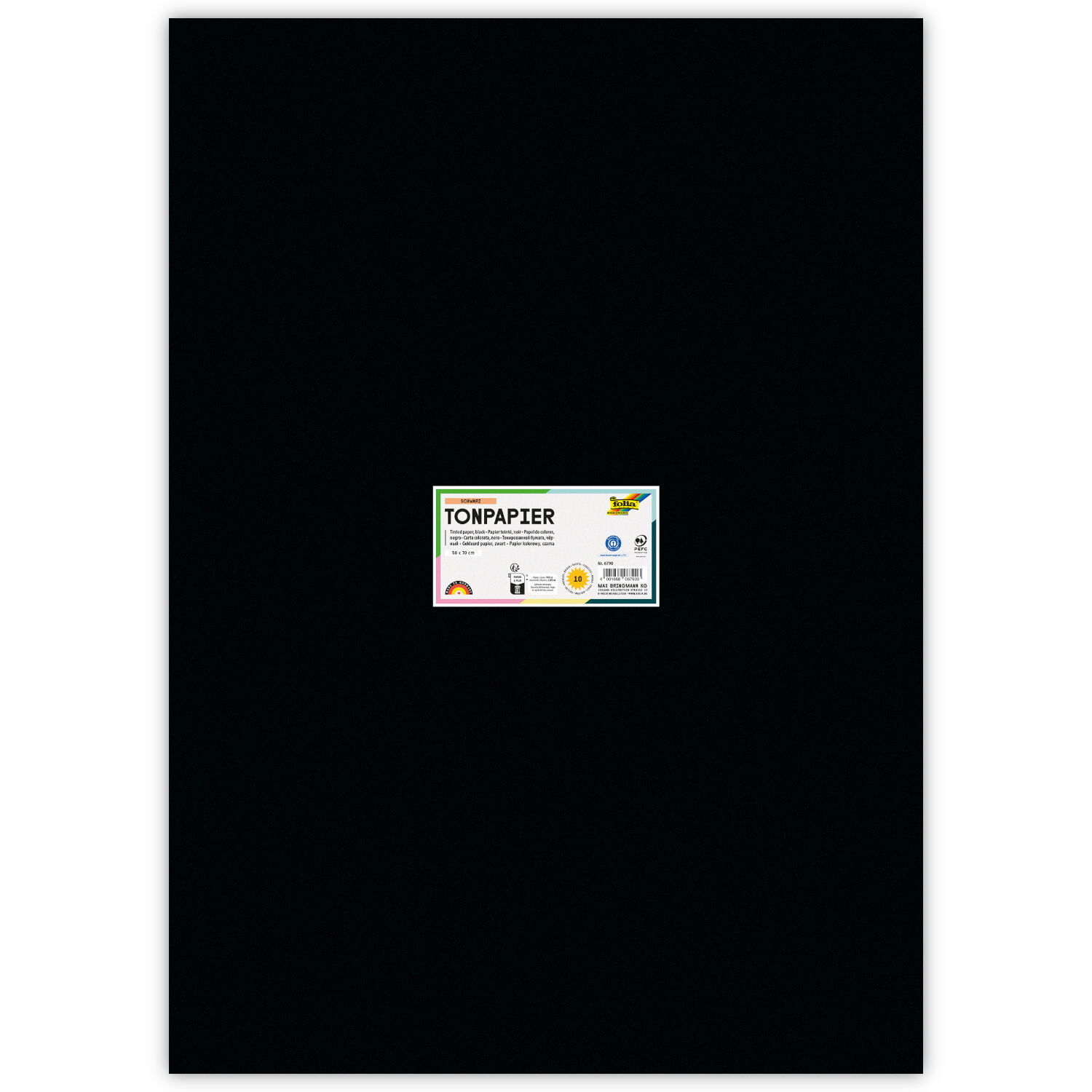 Tonpapier, Einzelbogen, 130 g/qm, 50x70 cm, Schwarz