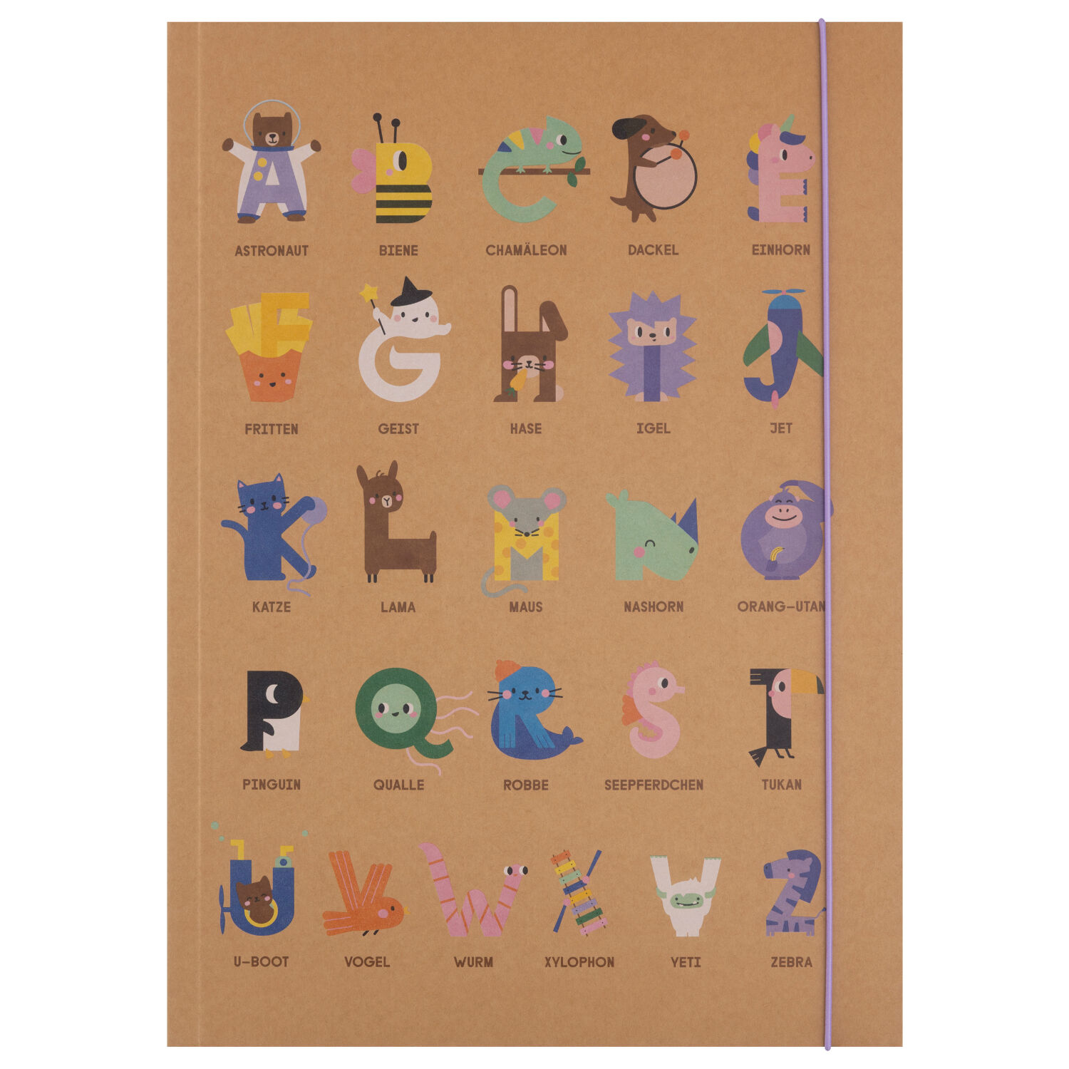 Sammelmappe mit Gummiband, DIN A3, 1 Mappe, Kraftkarton, ABC