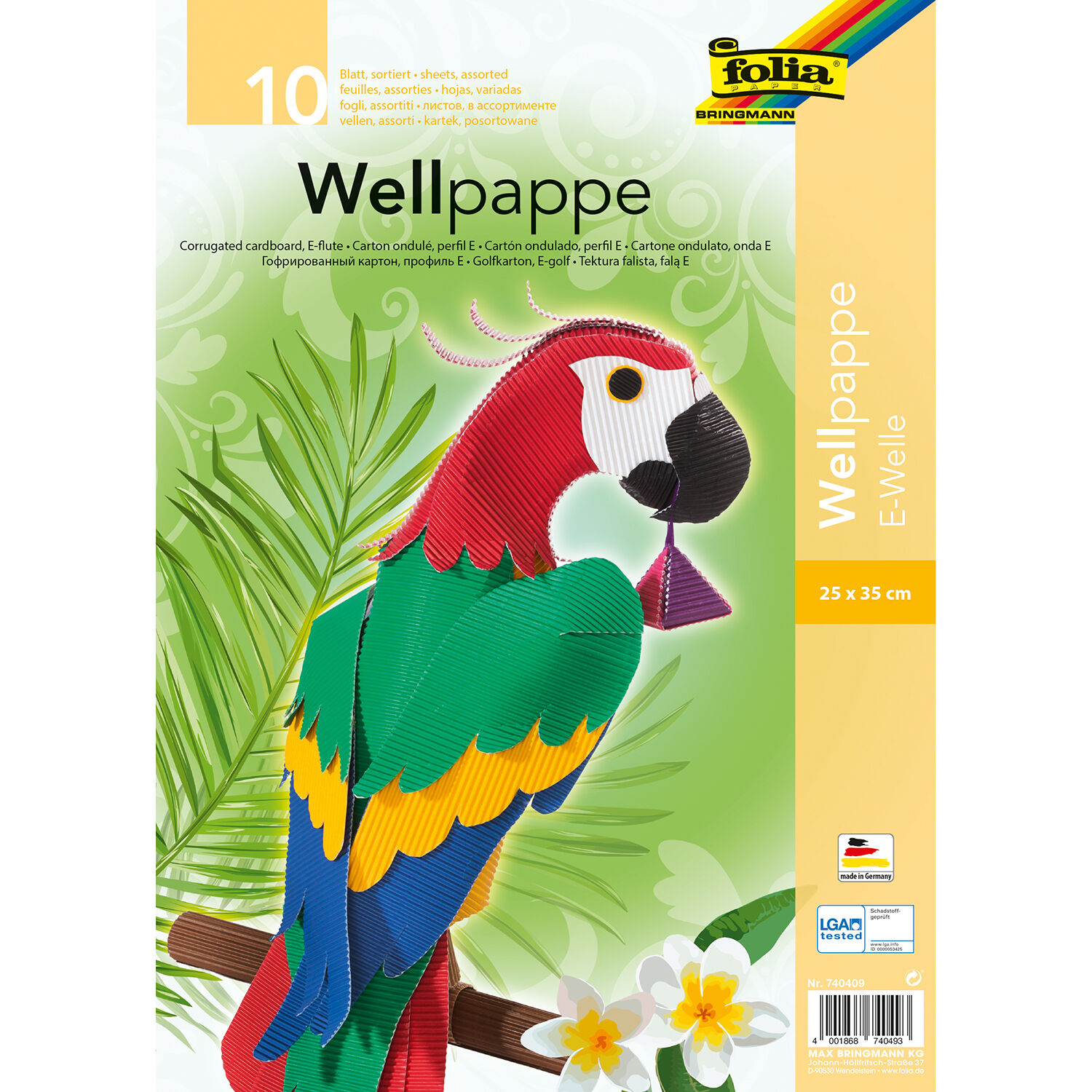 NEU Bastel Wellpappe, 25 x 35 cm, 10 Bogen farbig sortiert