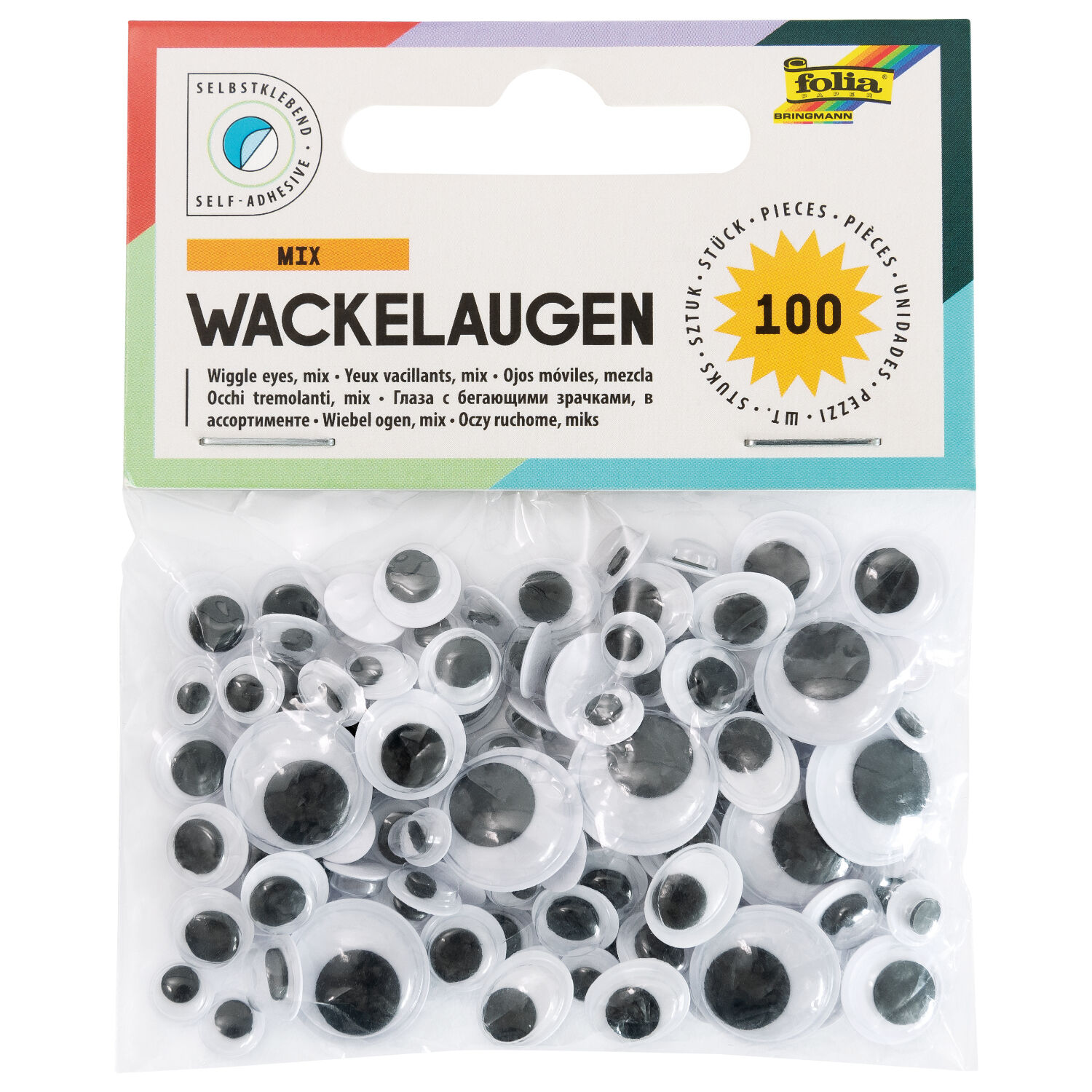 Wackelaugen-Set, selbstklebend, 100 Stk.