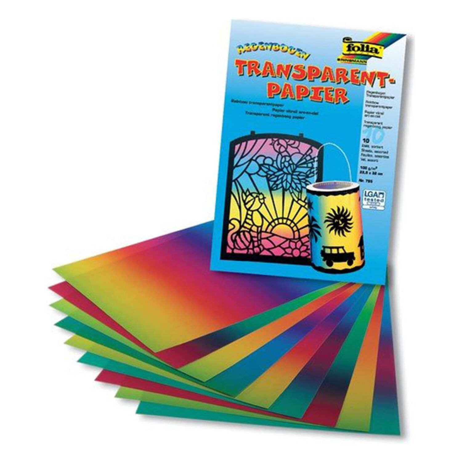Laternenzuschnitte Transparentpapier, 22 x 51 cm, 25 Stk., Regenbogen