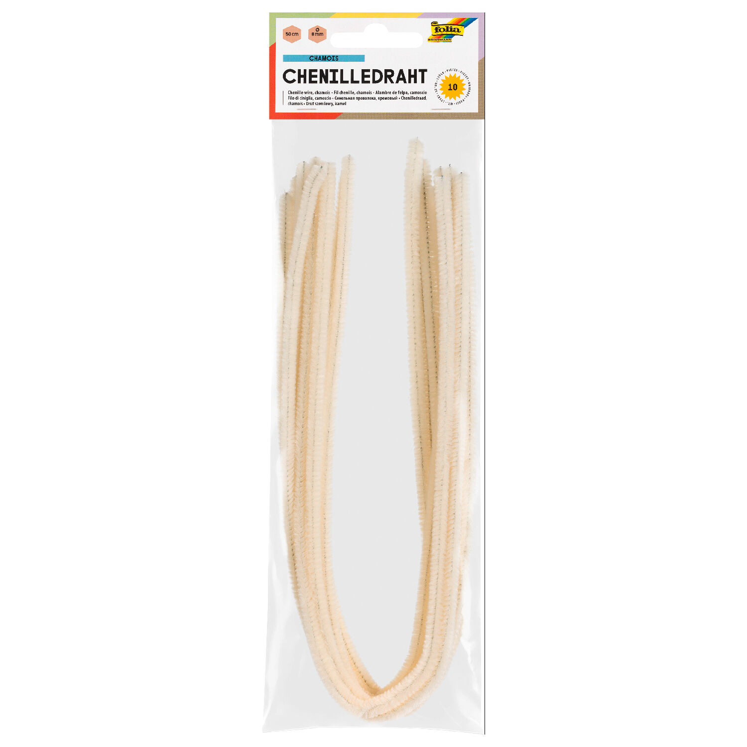 Chenilledraht / Pfeifenputzer / Biegeplsch 10 Stk, Strke 8 mm, chamois