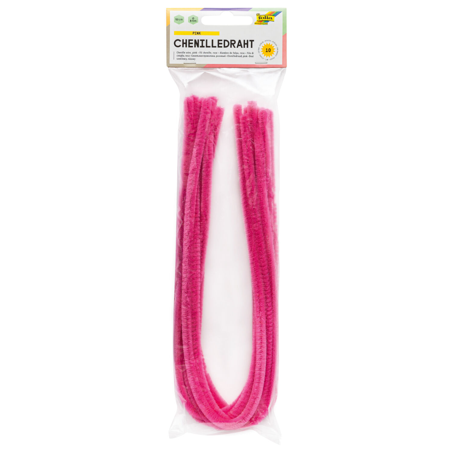 Chenilledraht / Pfeifenputzer / Biegeplüsch 10 Stk. Stärke 8mm, pink