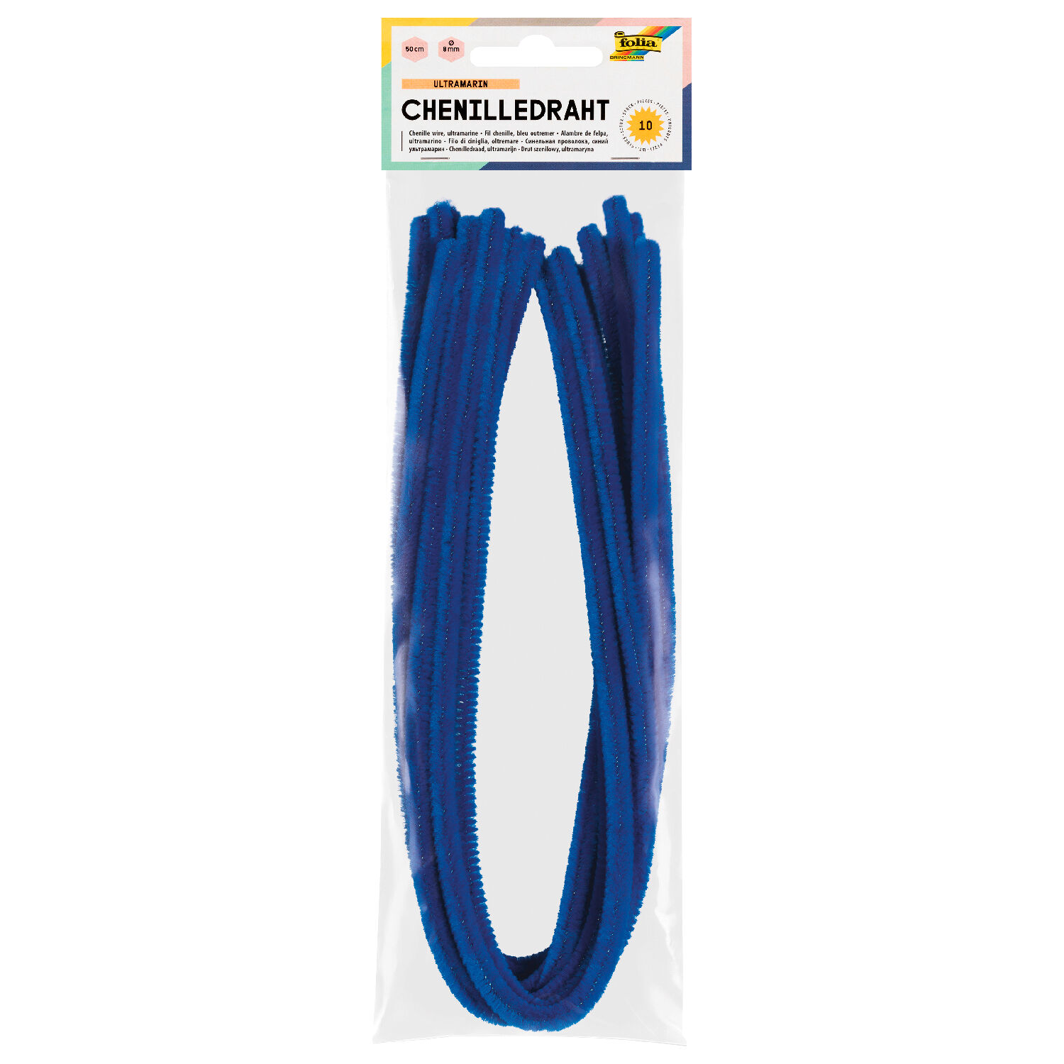 Chenilledraht / Pfeifenputzer / Biegeplsch 10 Stk. Strke 8 mm, ultramarin