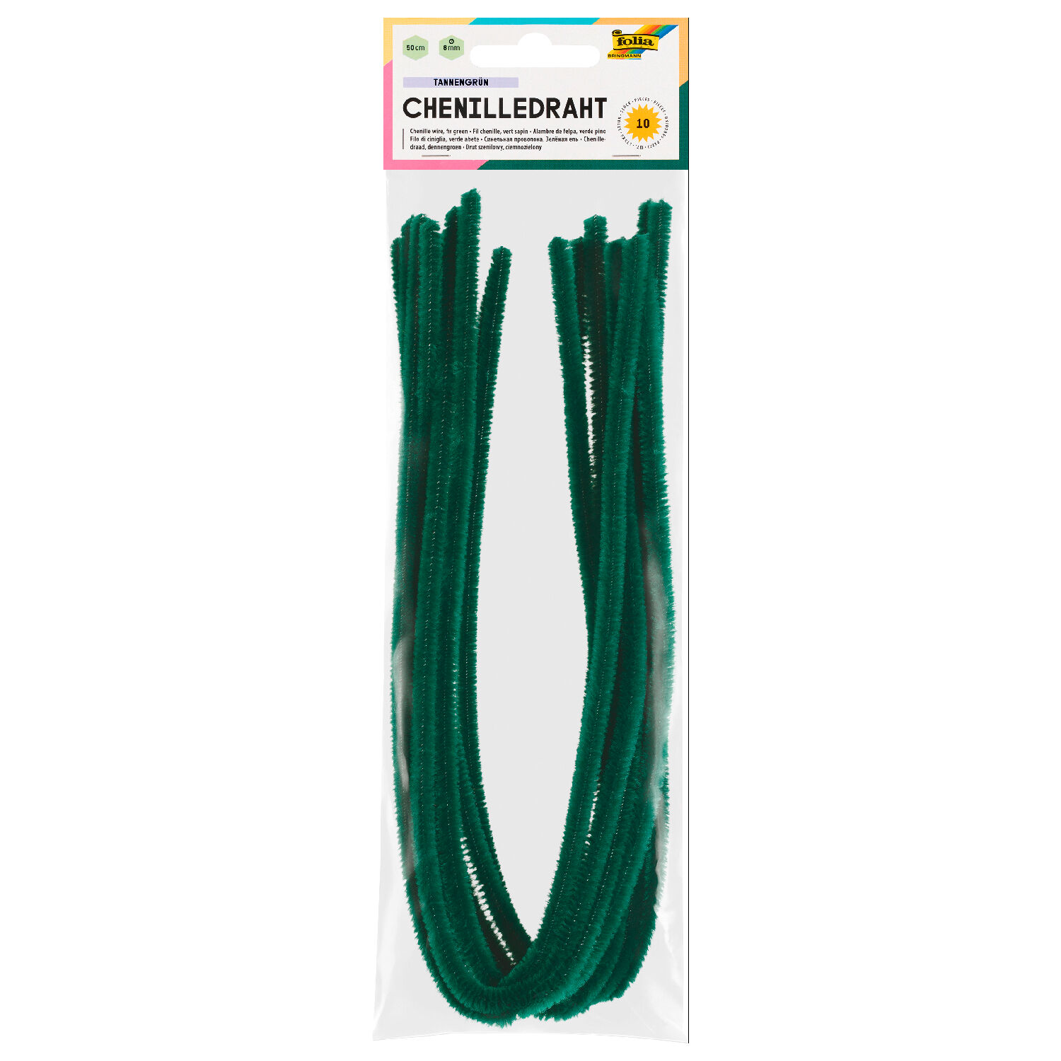 Chenilledraht / Pfeifenputzer / Biegeplsch 10 Stk. Strke 8mm, tannengrn