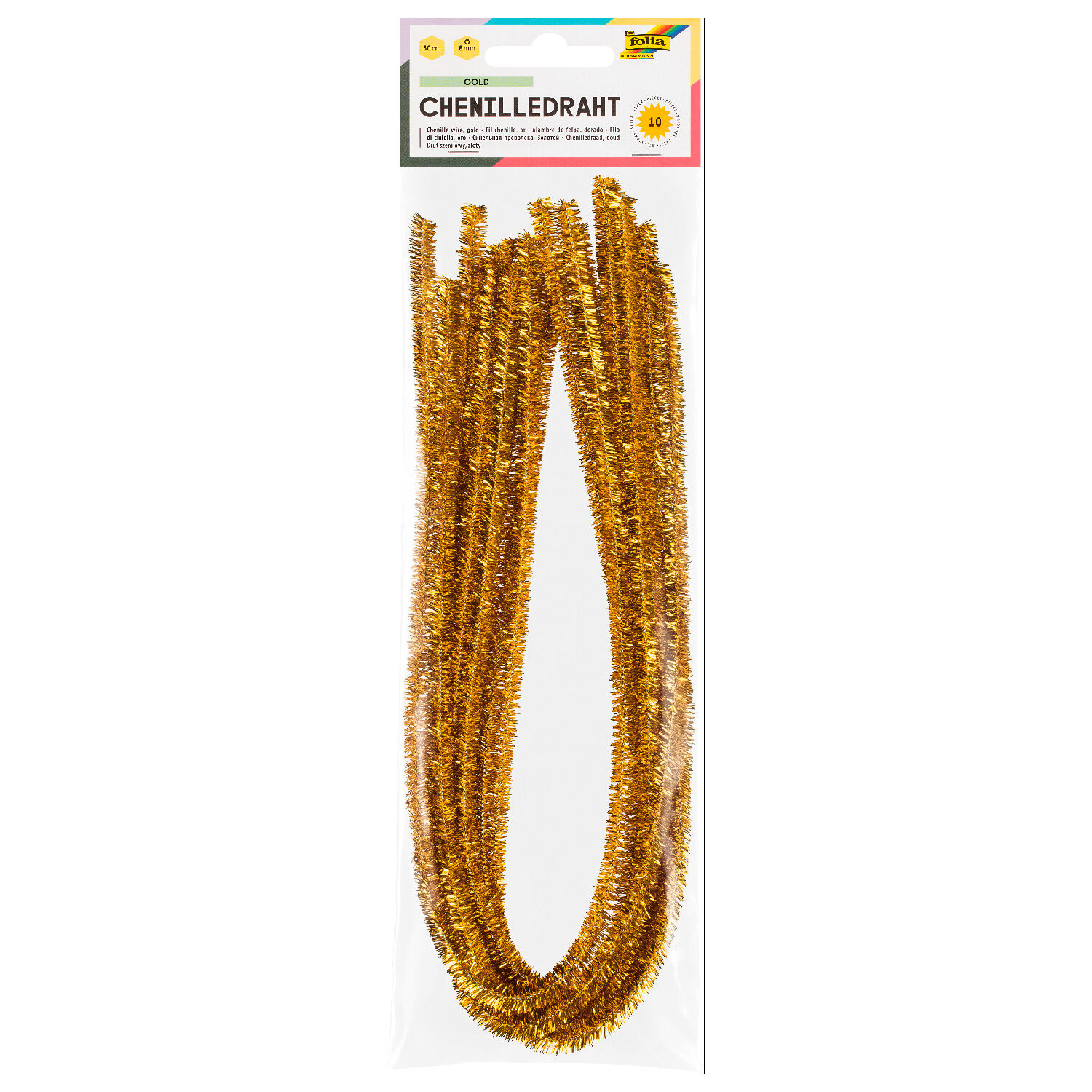 Chenilledraht / Pfeifenputzer / Biegeplsch Metallic 10 Stk. Strke 9 mm, Gold