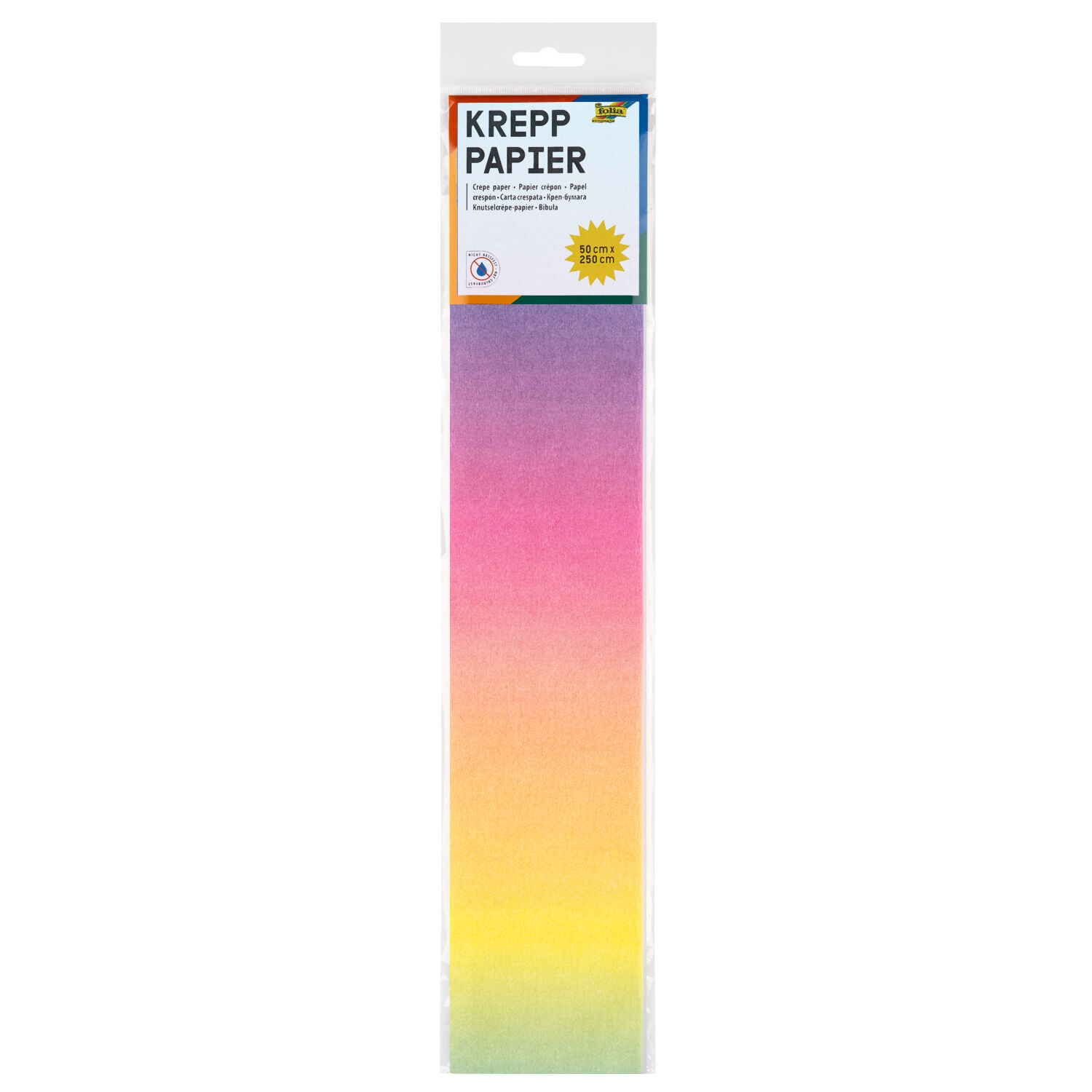 NEU Krepp-Papier, 1 Rolle, 50x250 cm, Regenbogen