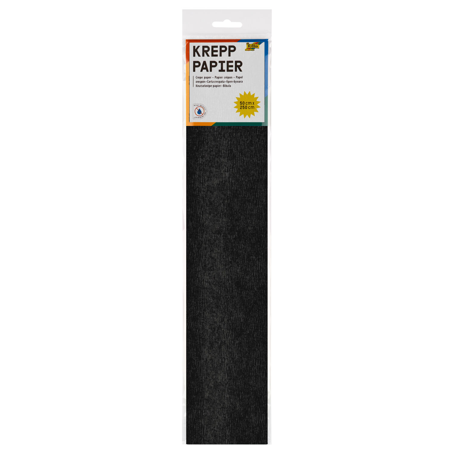 Krepp-Papier, 1 Rolle, 50x250 cm, Schwarz