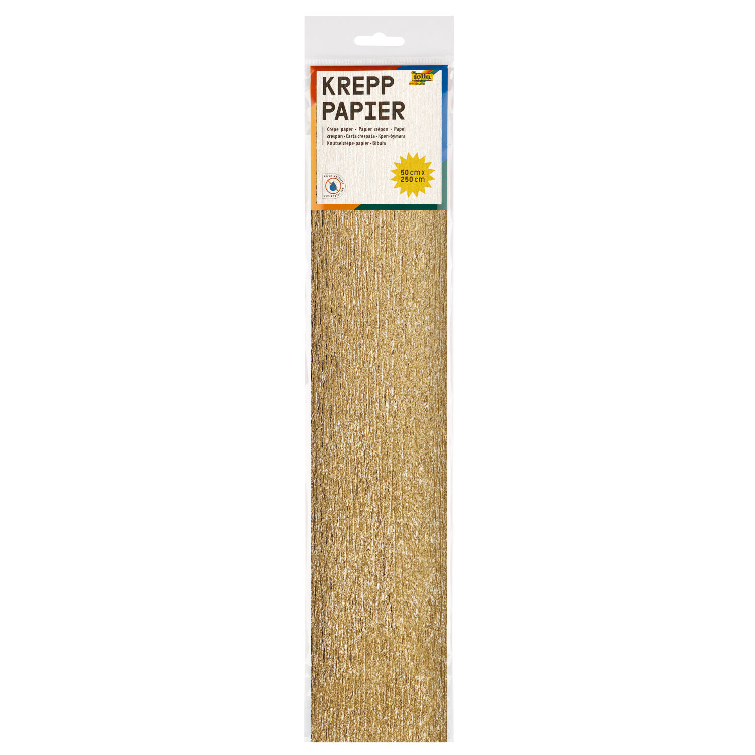 Krepp-Papier, 10 Rollen, 50x250 cm, Gold