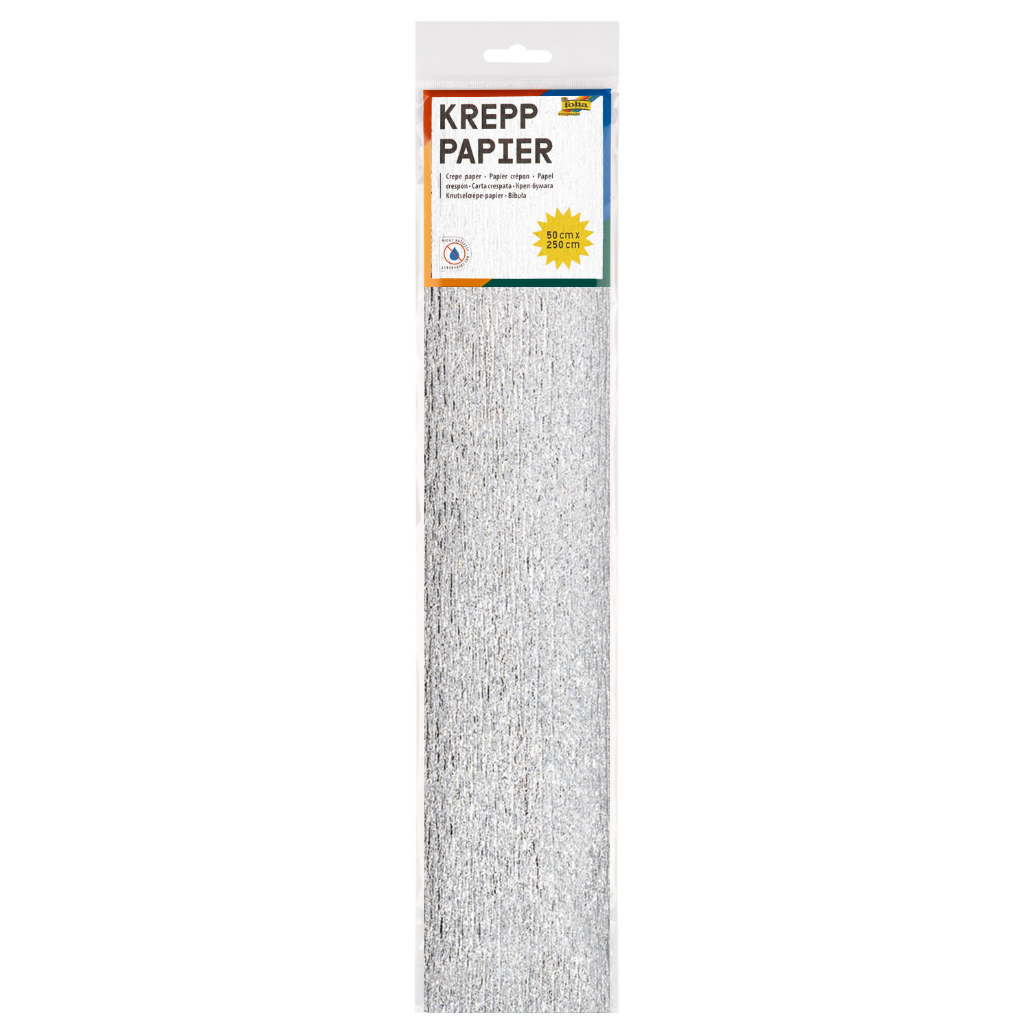 Krepp-Papier, 1 Rolle, 50x250 cm, Silber