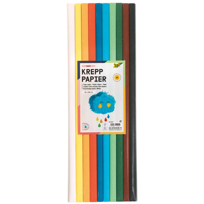 Bastel-Krepppapier-Set Basic, 10 Rollen sortiert, 50x200cm