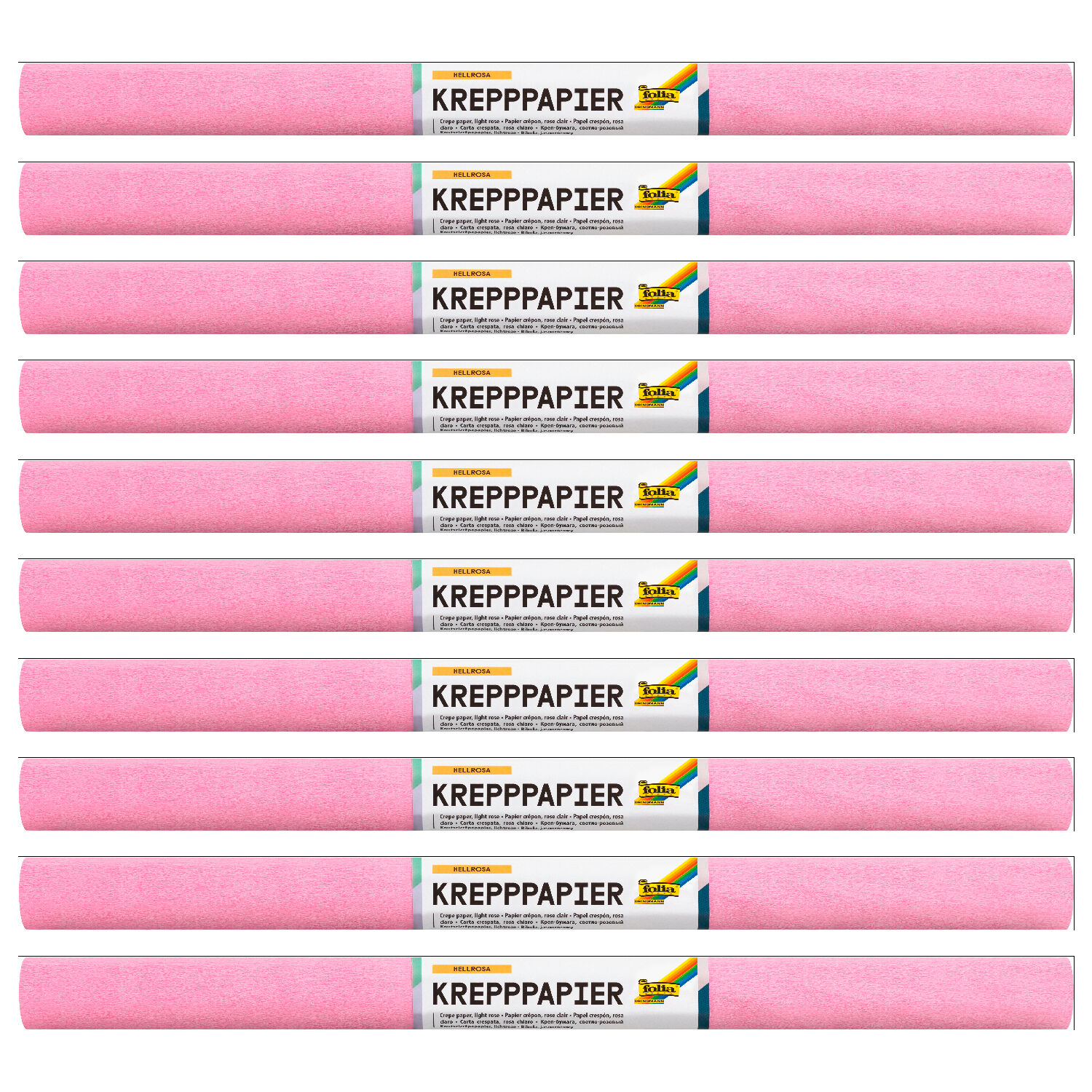 Krepppapier-Rollen, nassfest, 50 cm x 2,5 m, 10 Rollen, hellrosa