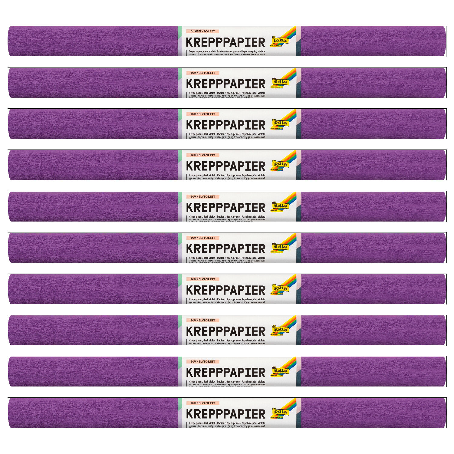 Krepppapier-Rollen, nassfest, 50 cm x 2,5 m, 10 Rollen, dunkelviolett