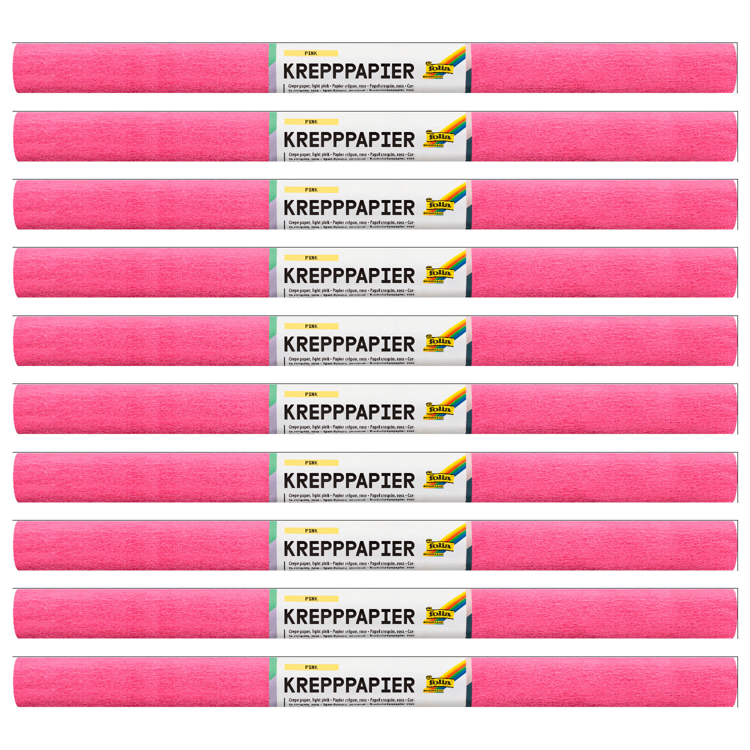 Krepppapier-Rollen, nassfest, 50 cm x 2,5 m, 10 Rollen, pink