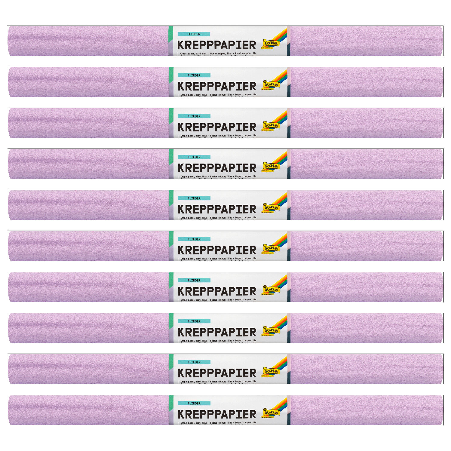 Krepppapier-Rollen, nassfest, 50 cm x 2,5 m, 10 Rollen, flieder