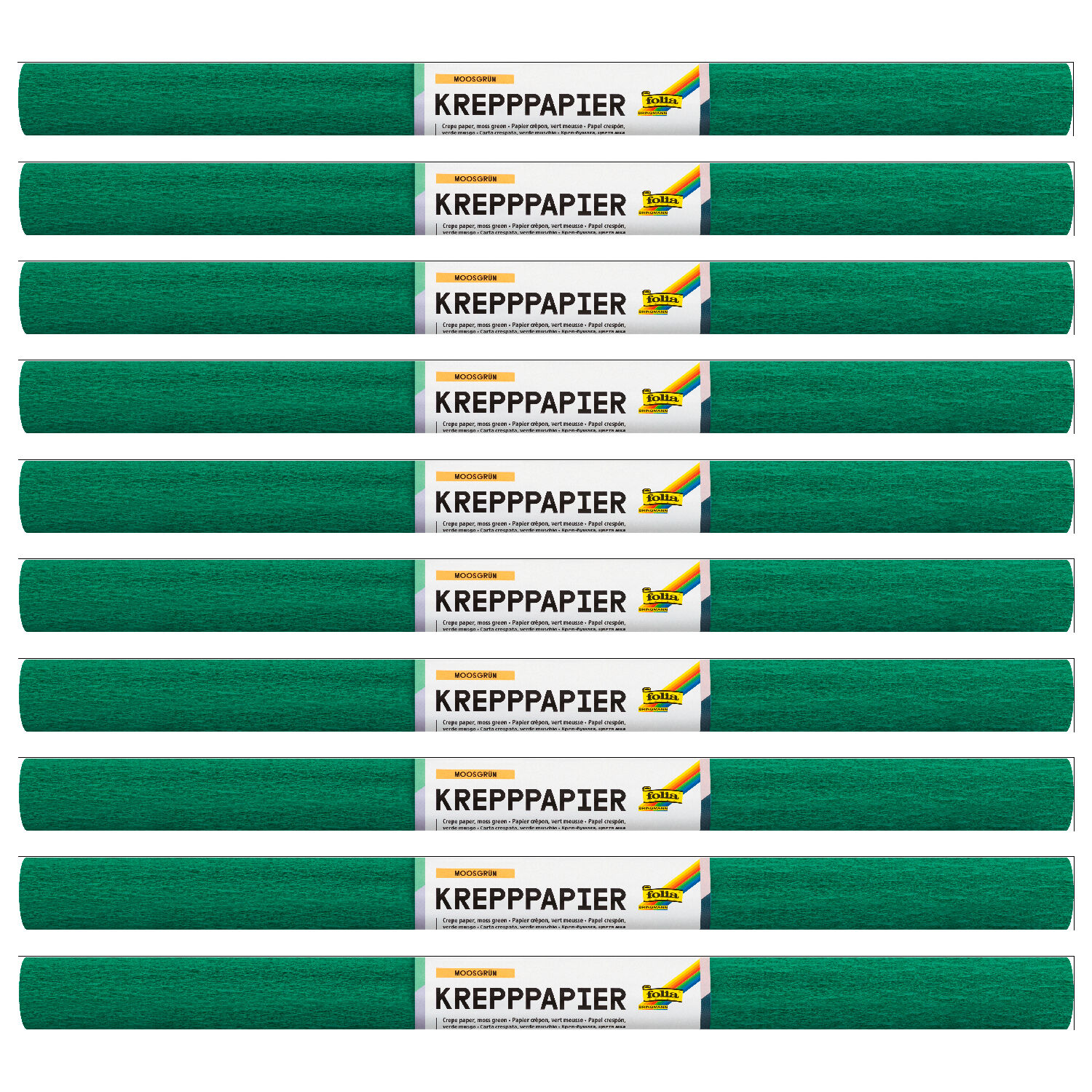 Krepppapier-Rollen, nassfest, 50 cm x 2,5 m, 10 Rollen, moosgr�n