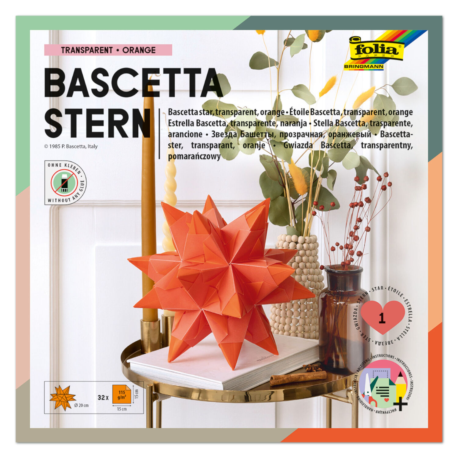 Bascetta-Stern Bastelset, 15x15cm, Orange