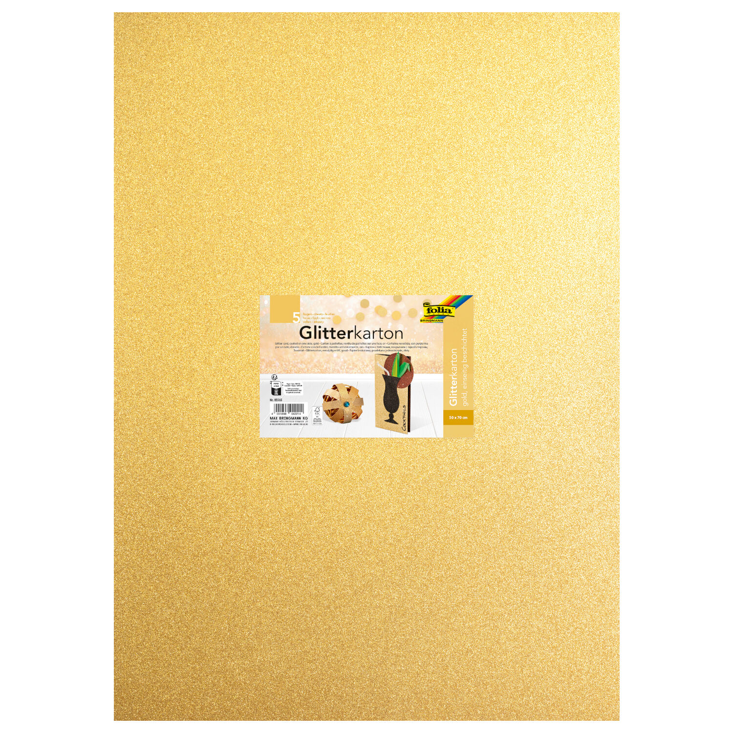 Glitterkarton 300g/m�, 50 x 70 cm, Einzelbogen, Gold