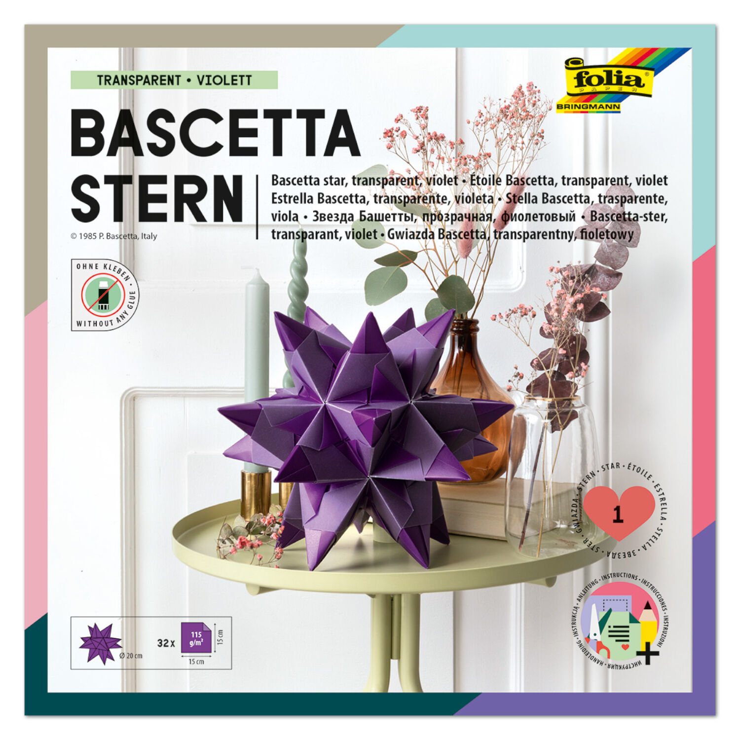 Faltbl�tter Bascetta Stern violett 15x15cm