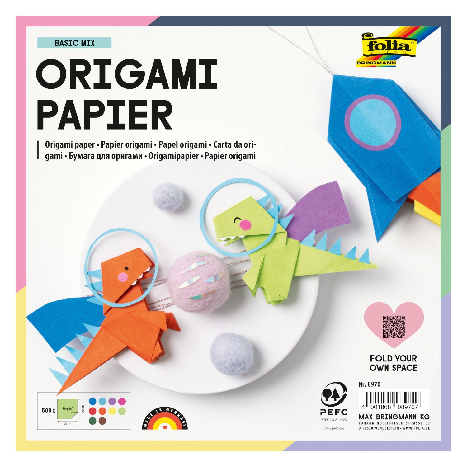 Faltbl�tter, 20x20 cm, 500 St�ck, 10 Farben