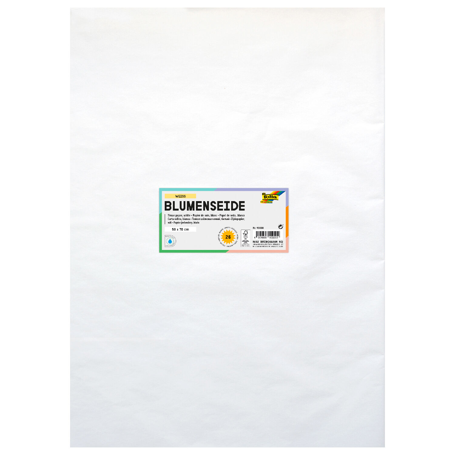 Seidenpapier, 26 Bogen, 50x70 cm, Wei