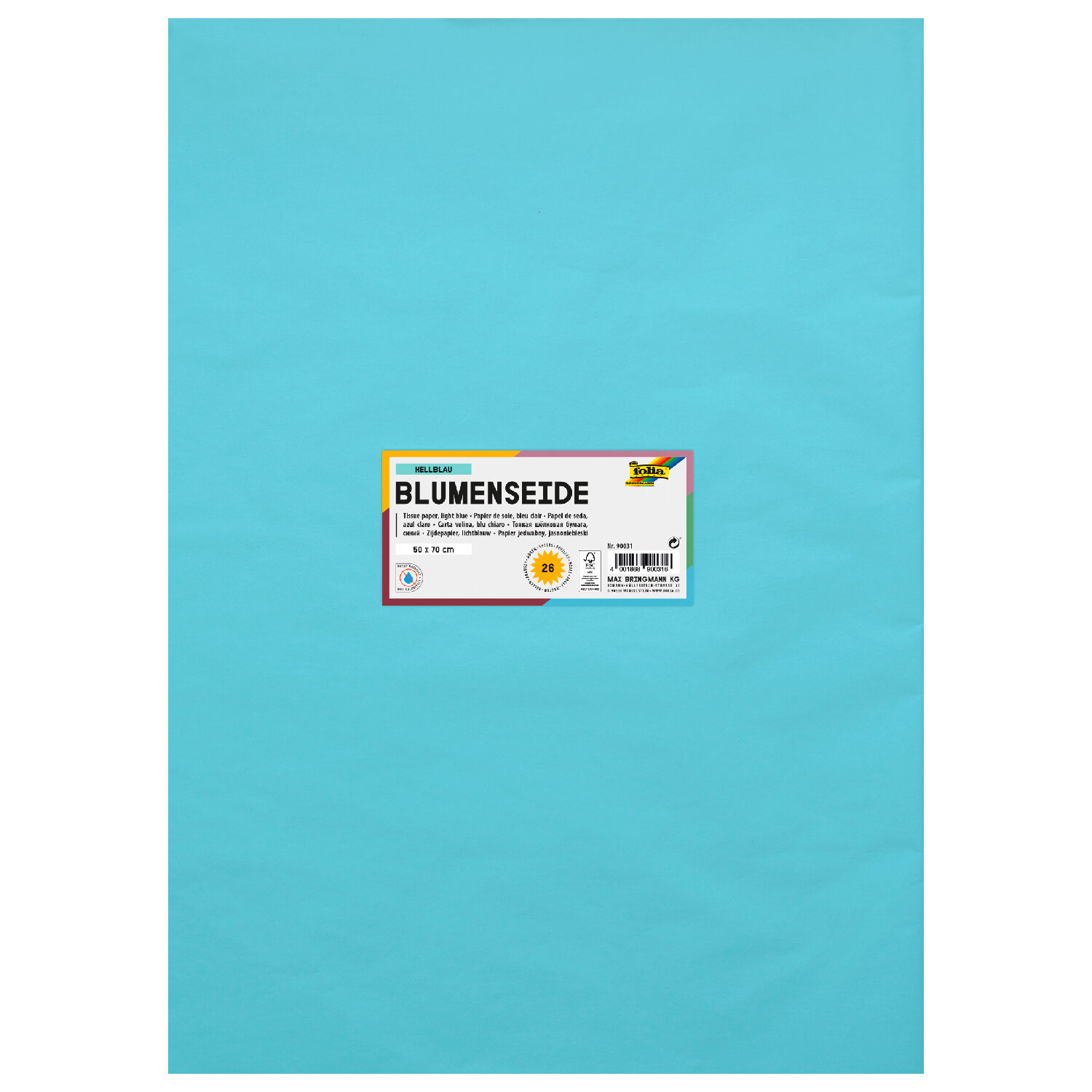 Seidenpapier, 26 Bogen, 50x70 cm, Hellblau