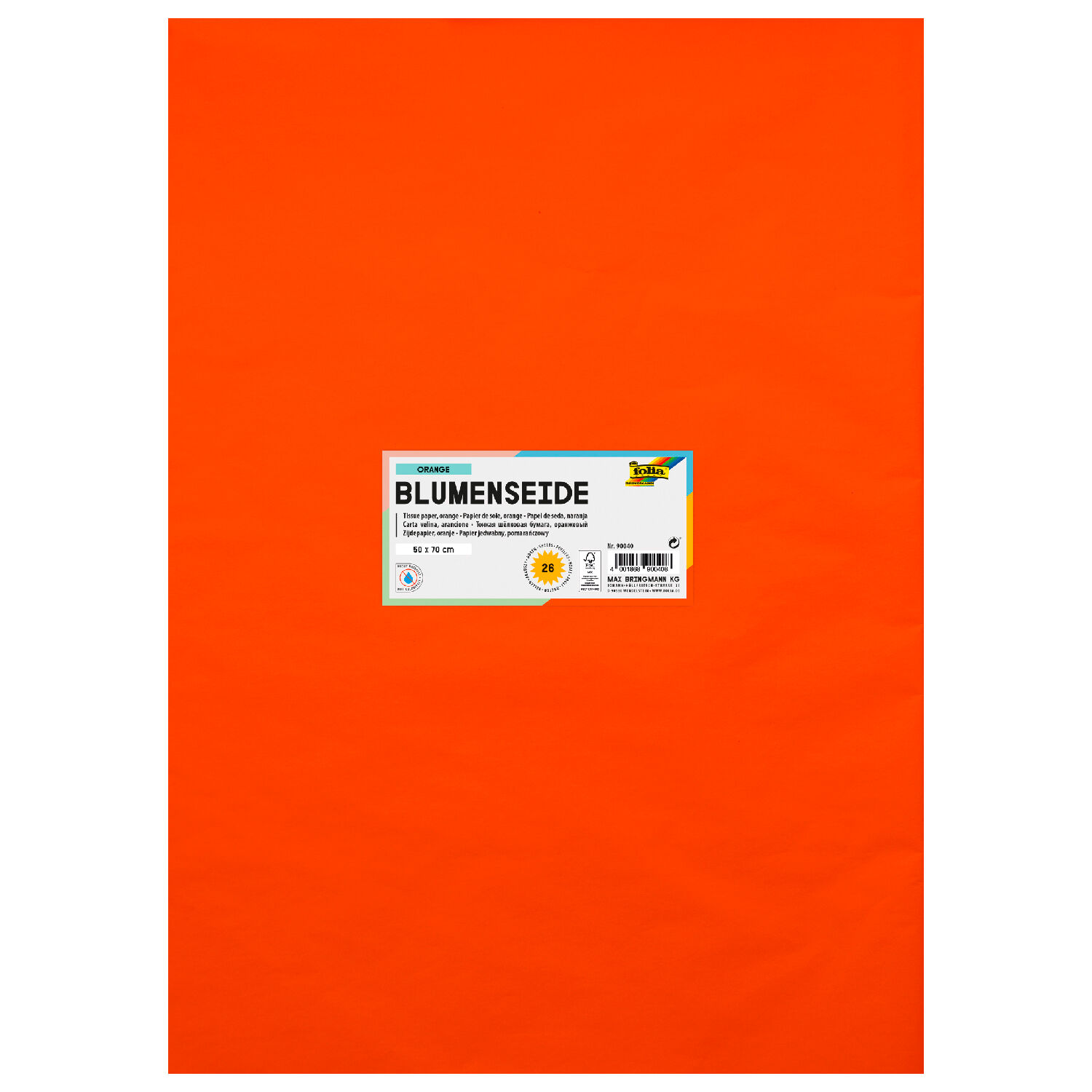 Seidenpapier, 26 Bogen, 50x70 cm, Orange