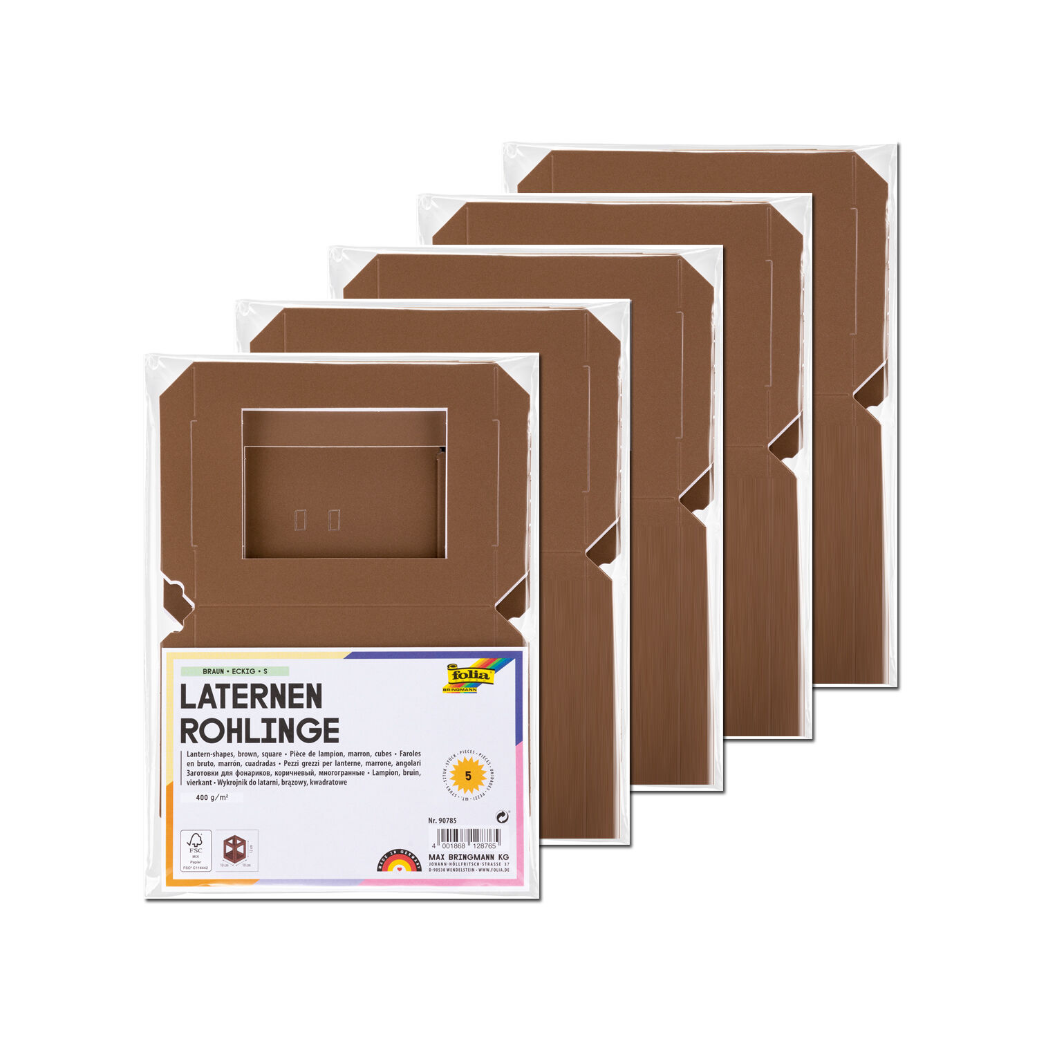 NEU Minilaternen Rohlinge zum Stecken, 400g/m, 10x10x12cm, 5 Stck, Braun