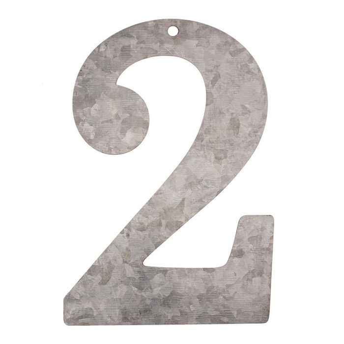 SALE Metall-Zahl verzinkt, 12x0,1cm, 2