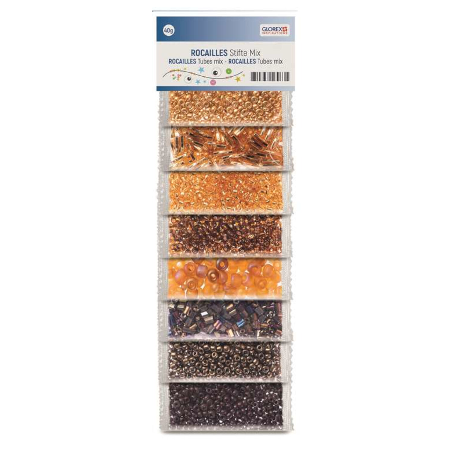 NEU Rocailles/Stifte Perlen-Mix, 40 g, Brauntne in 8 Farben