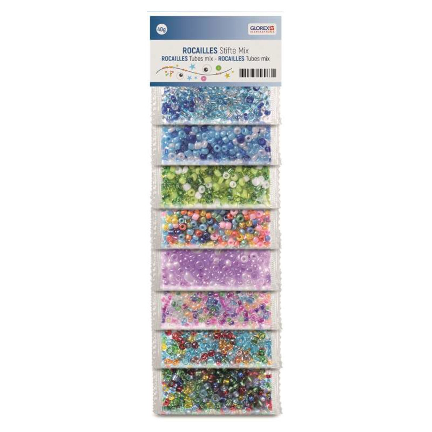 NEU Rocailles/Stifte Perlen-Mix, 40 g, Bunt in 8 Farben